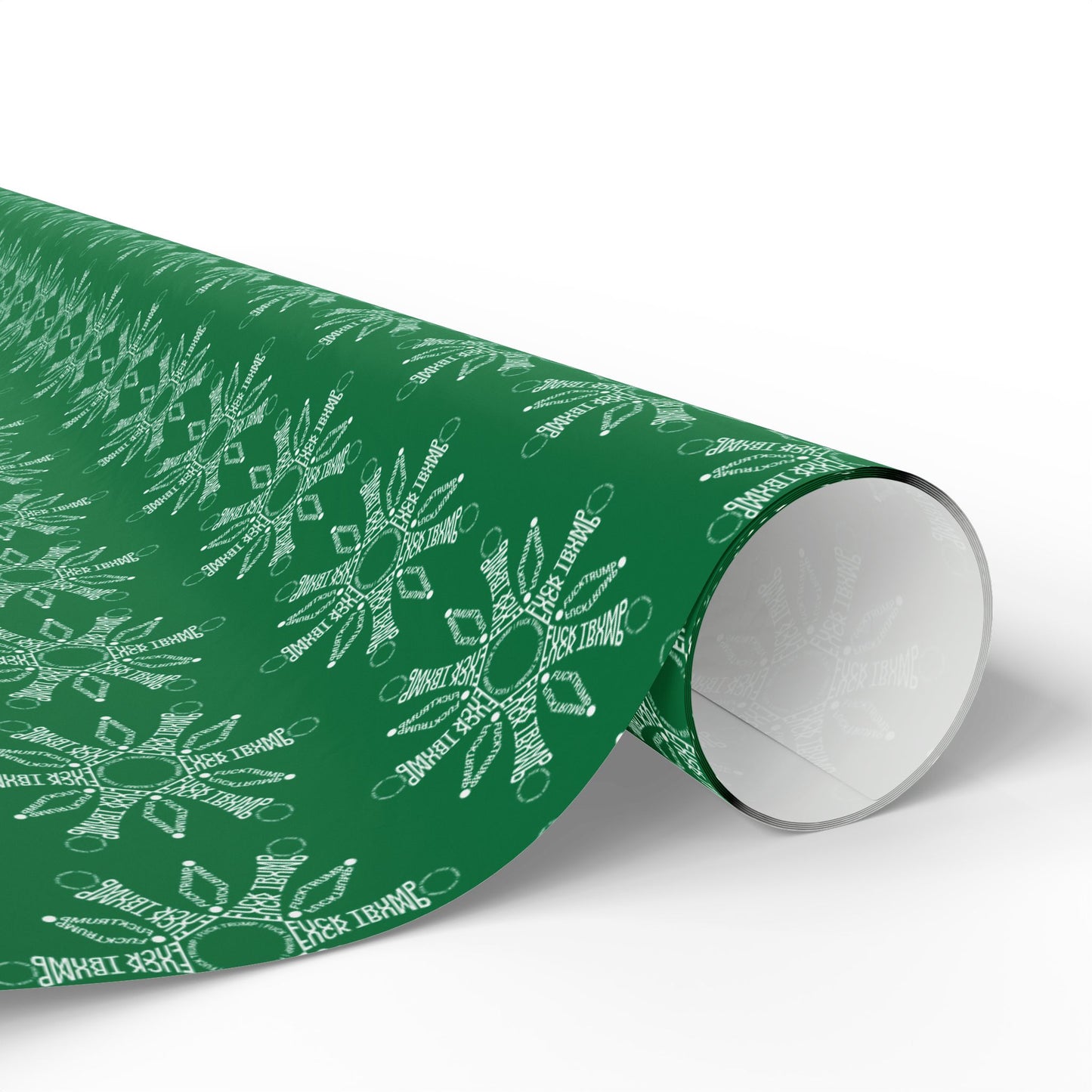 Subtle F*ck Trump Green Snowflake Wrapping Paper