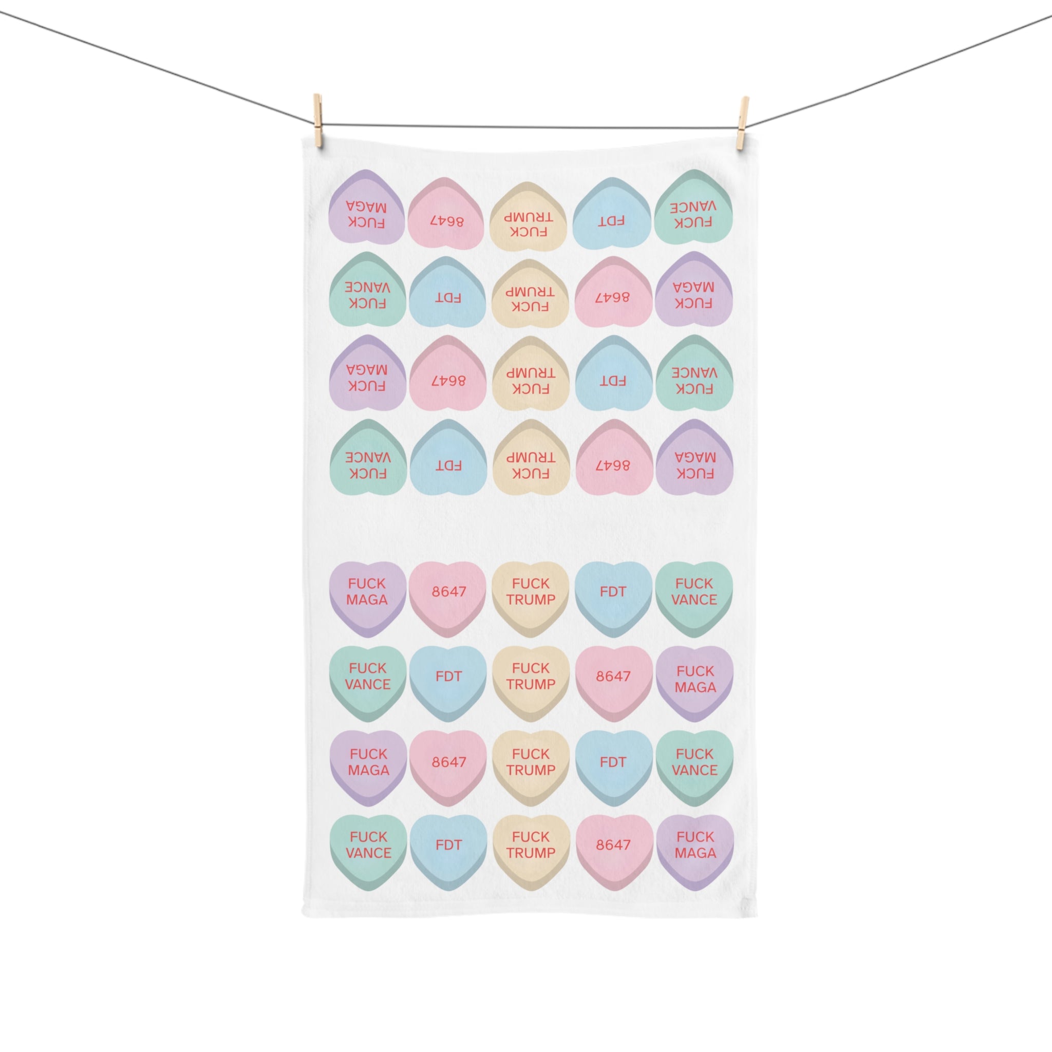 Candy Hearts F*ck Trump Hand Towel