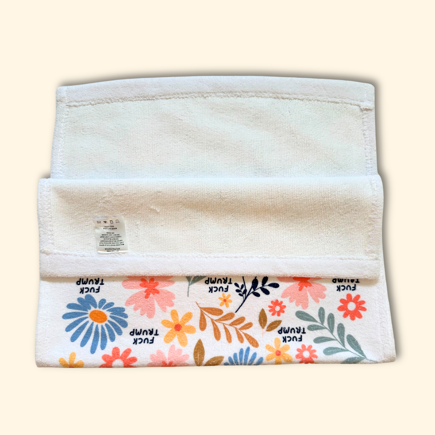 Subtle F*ck Trump Retro Flower Hand Towel