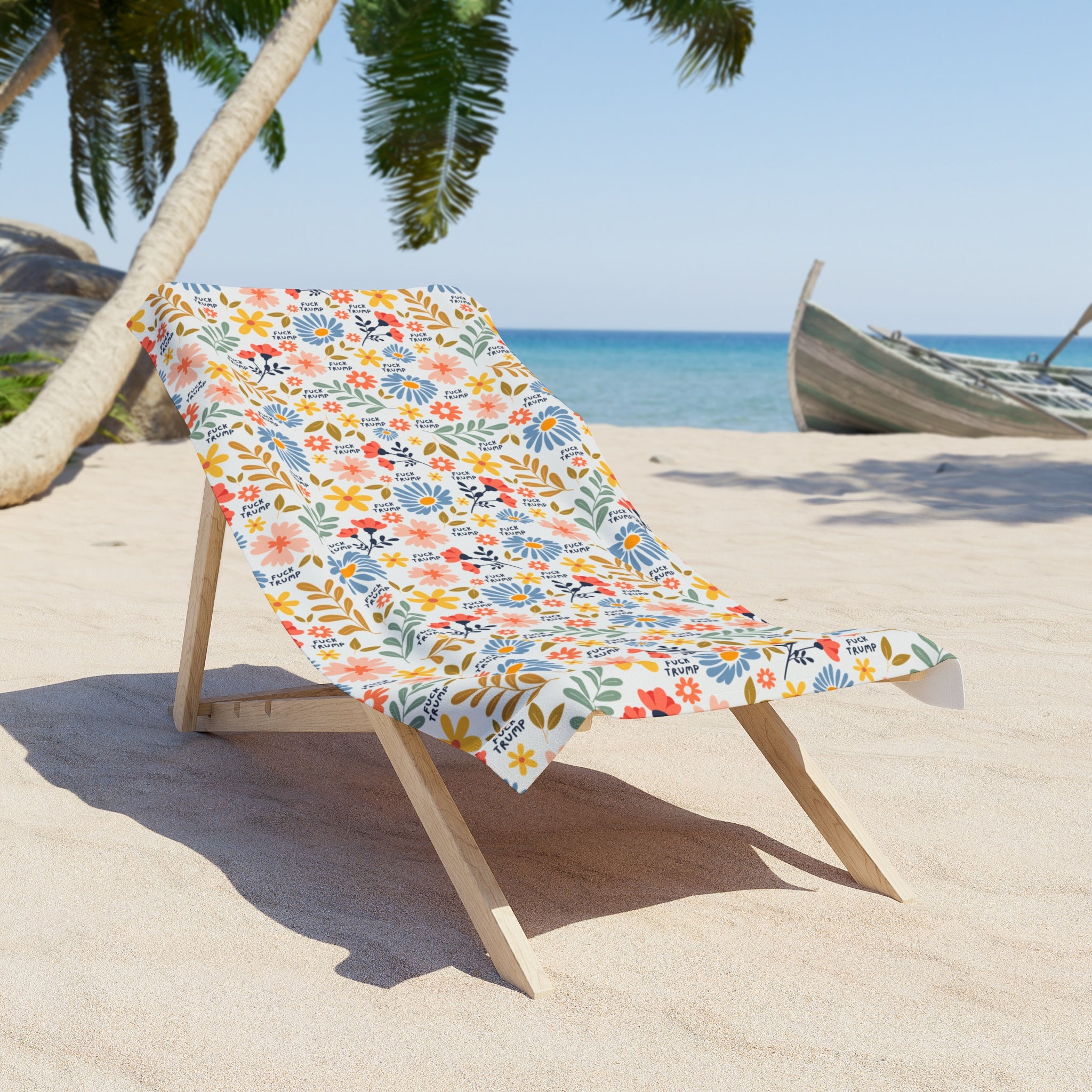 F*ck Trump Retro Flower Beach Towel