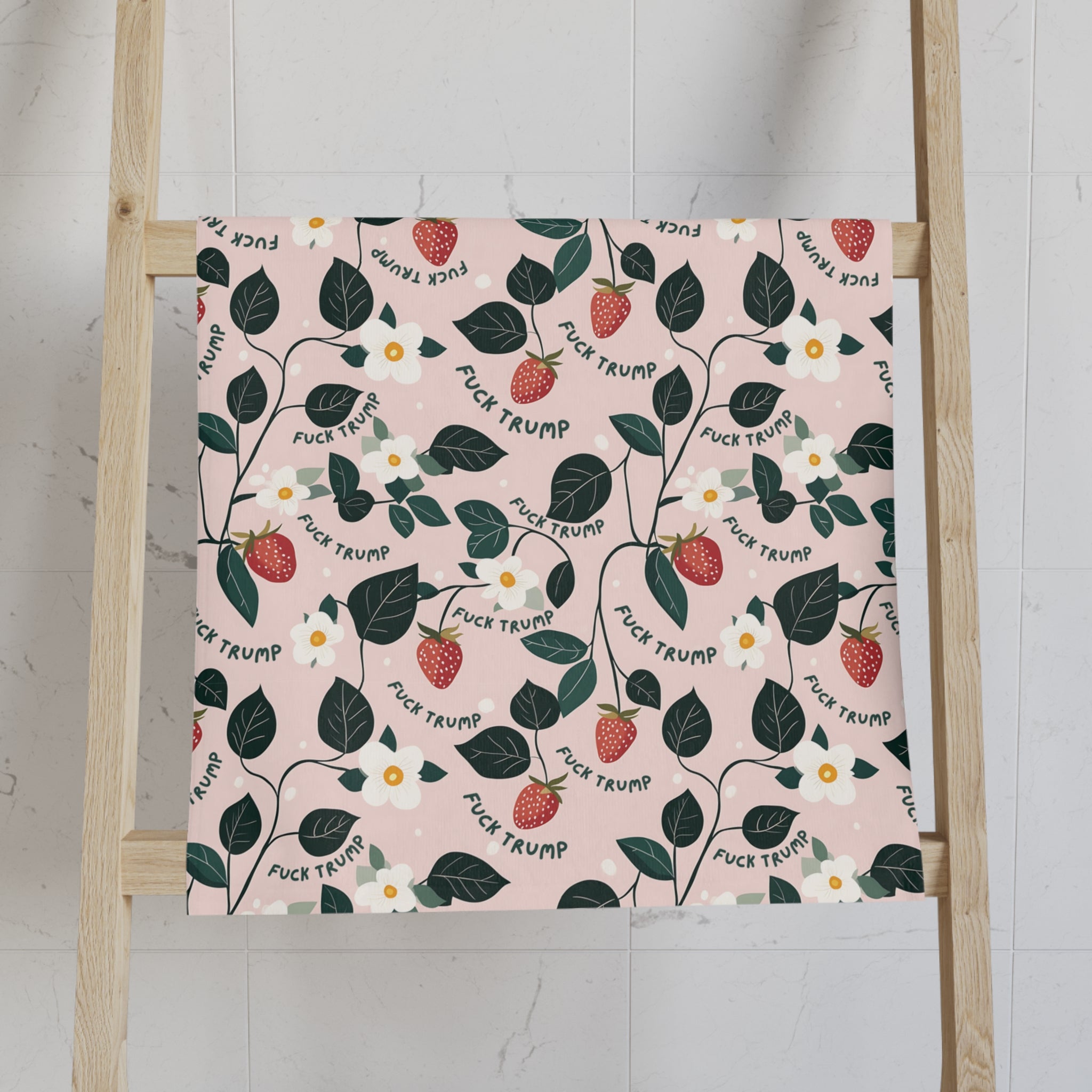 Classic Strawberry F*ck Trump Hand Towel