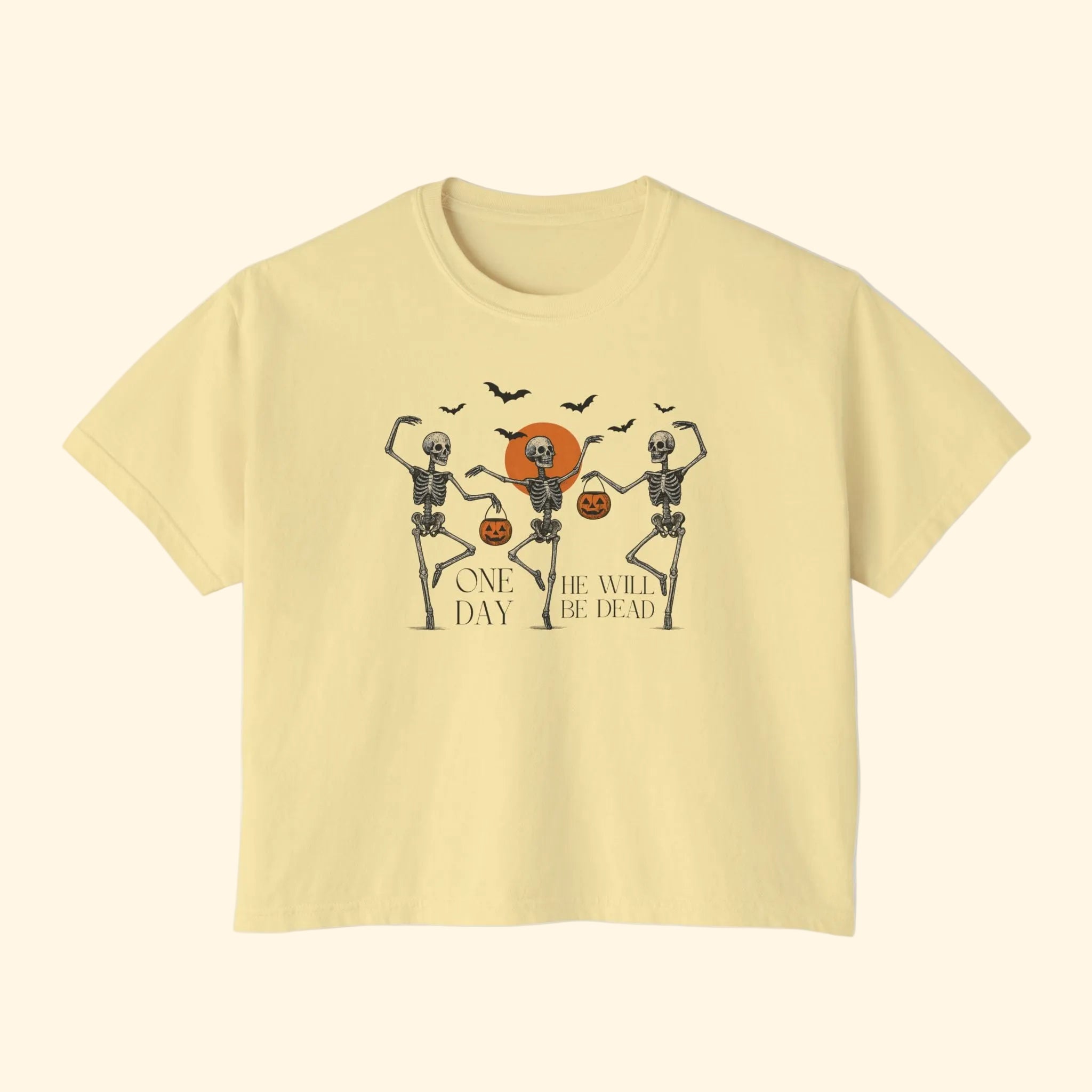 One Day He'll Be Dead Skeleton Boxy Crop T-Shirt