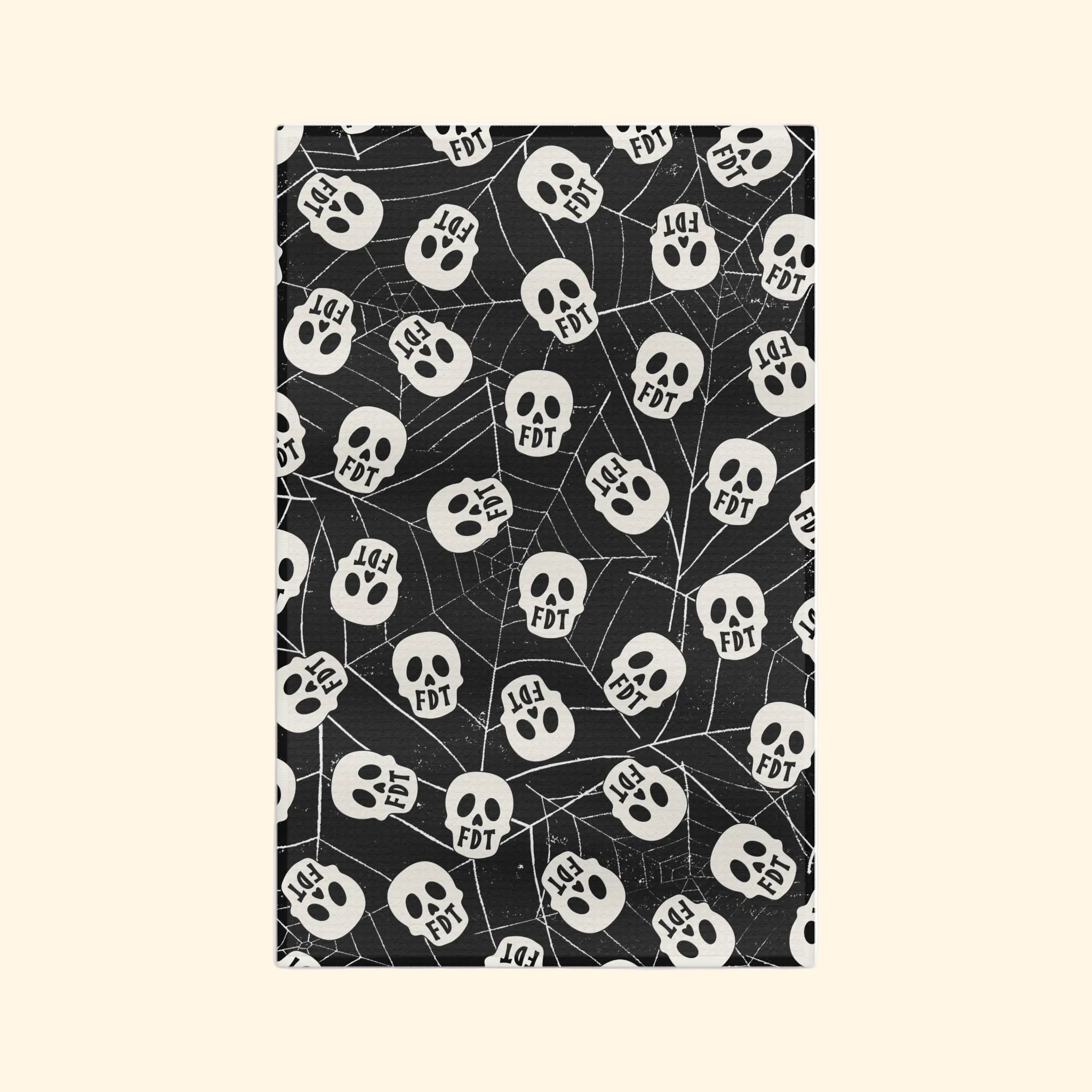 FDT Skulls and Spider Webs Waffle Weave Kitchen Towel