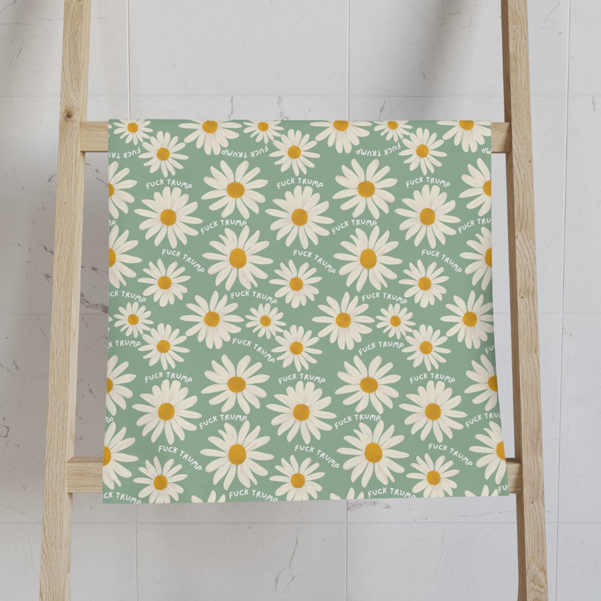 Subtle Retro F*ck Trump Daisy Hand Towel