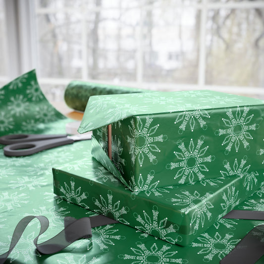 Subtle F*ck Trump Green Snowflake Wrapping Paper