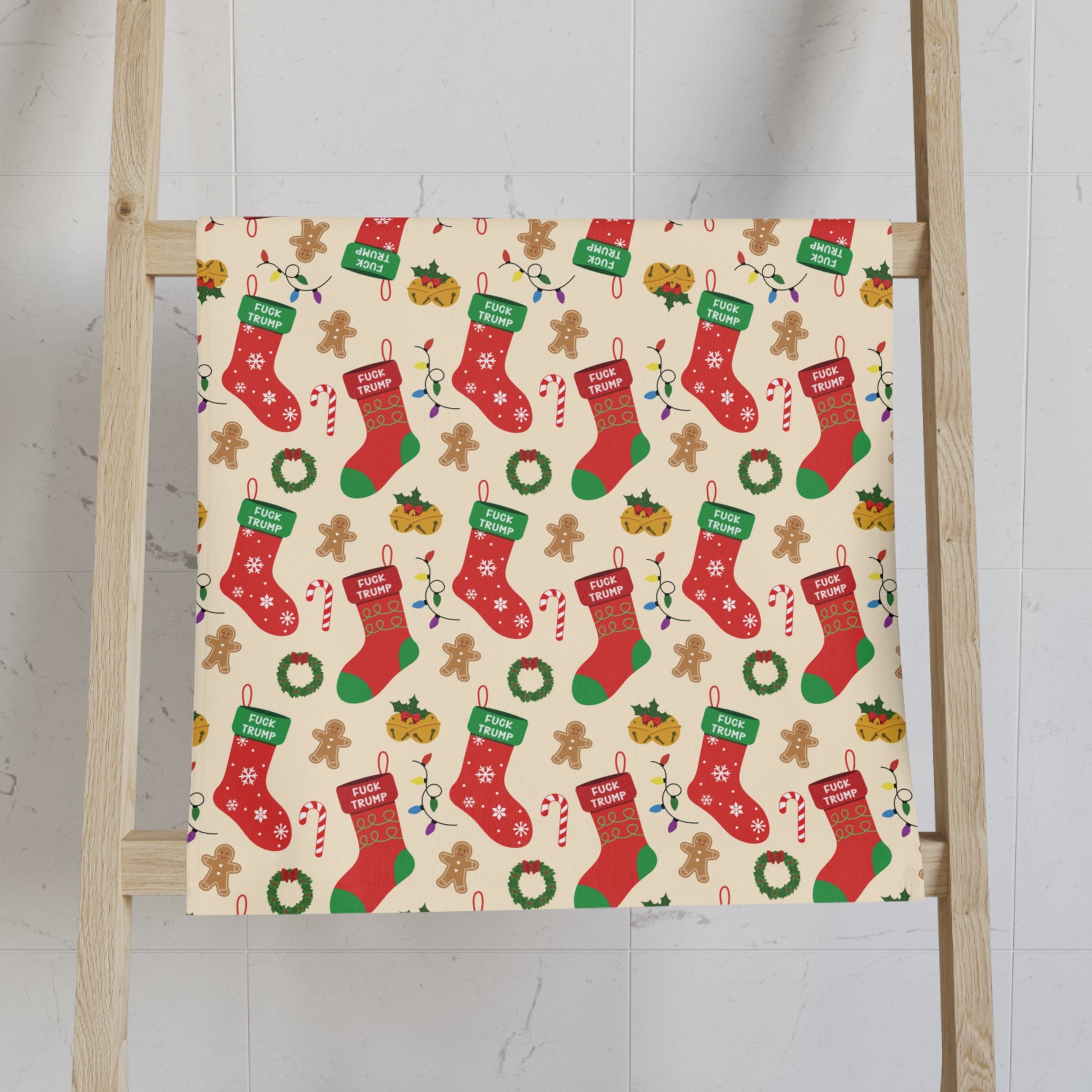 Subtle F*ck Trump Christmas Stocking Hand Towel