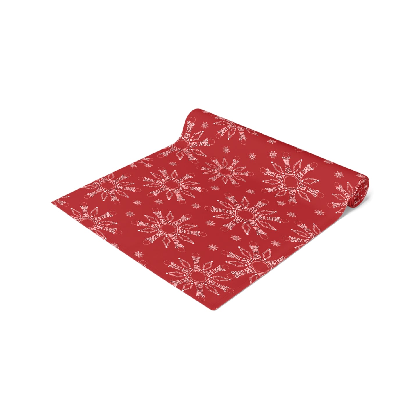 Subtle F*ck Trump Red Snowflake Table Runner