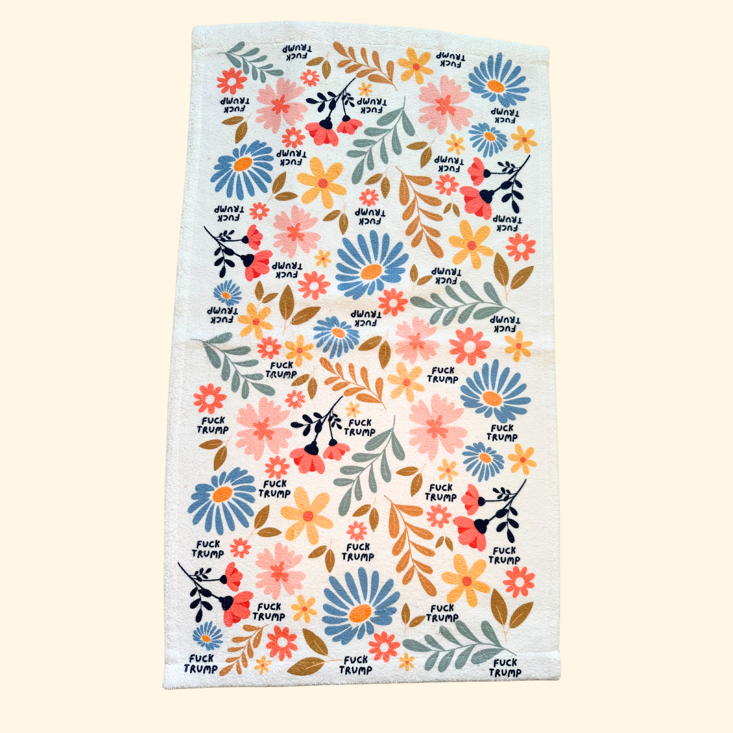 Subtle F*ck Trump Retro Flower Hand Towel