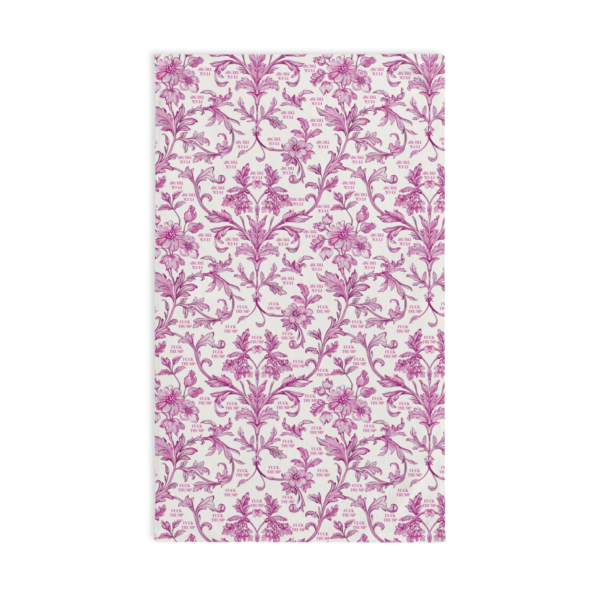 Pink Toile de Jouy F*ck Trump Hand Towel