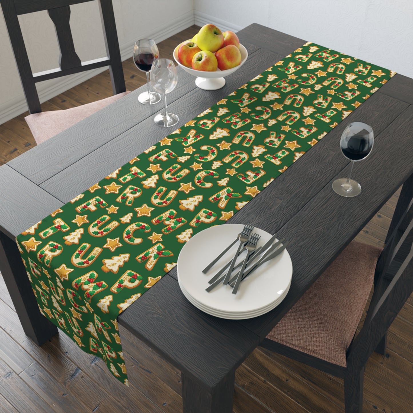 Subtle F*ck Trump Christmas Cookie Table Runner