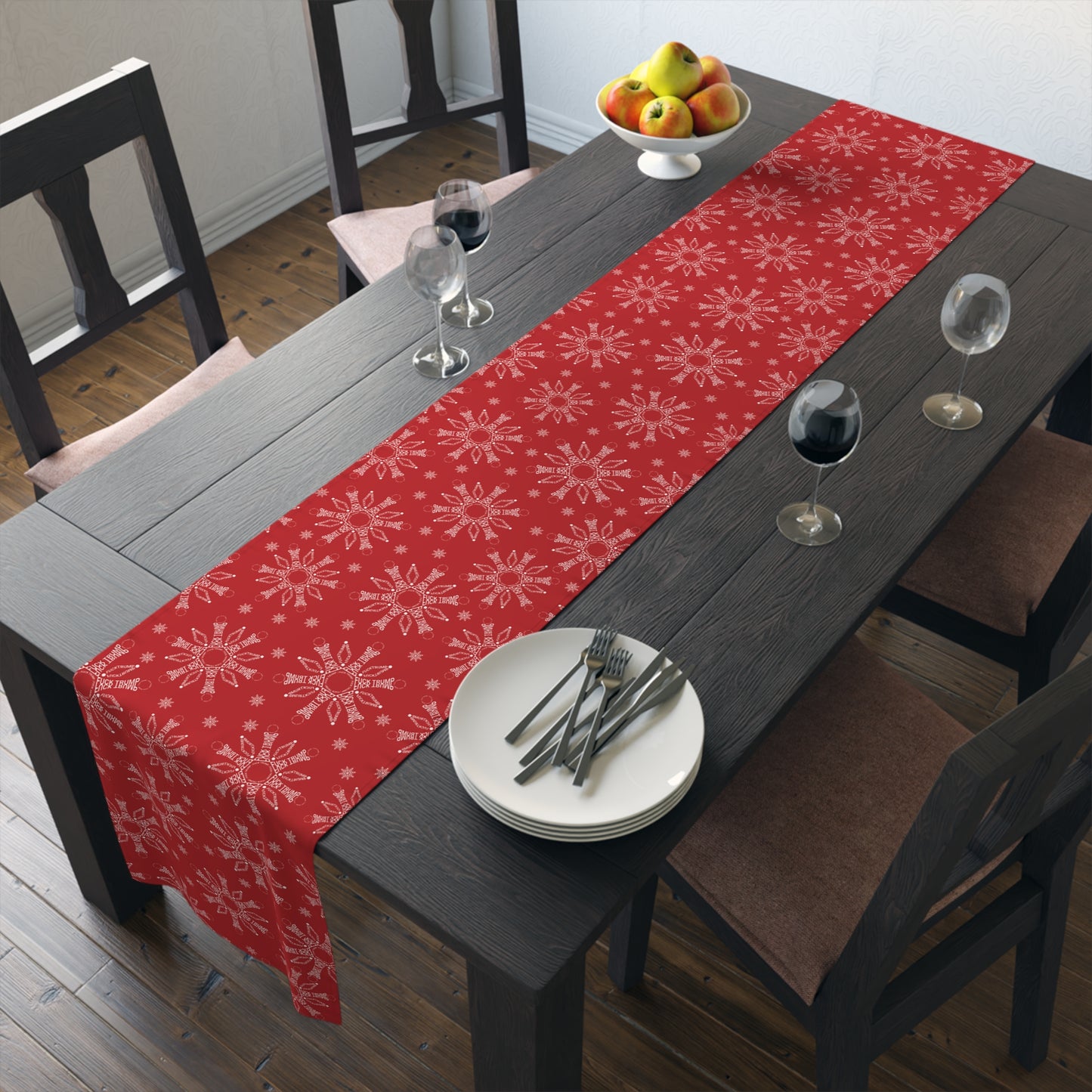 Subtle F*ck Trump Red Snowflake Table Runner
