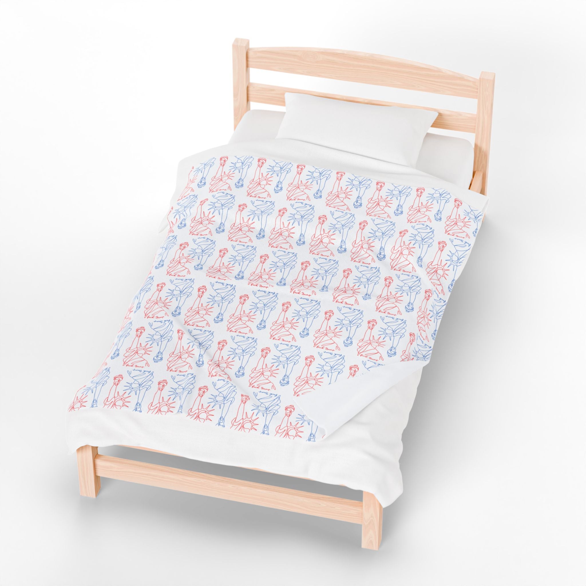 Statue of Liberty F*ck Trump Velveteen Plush Blanket