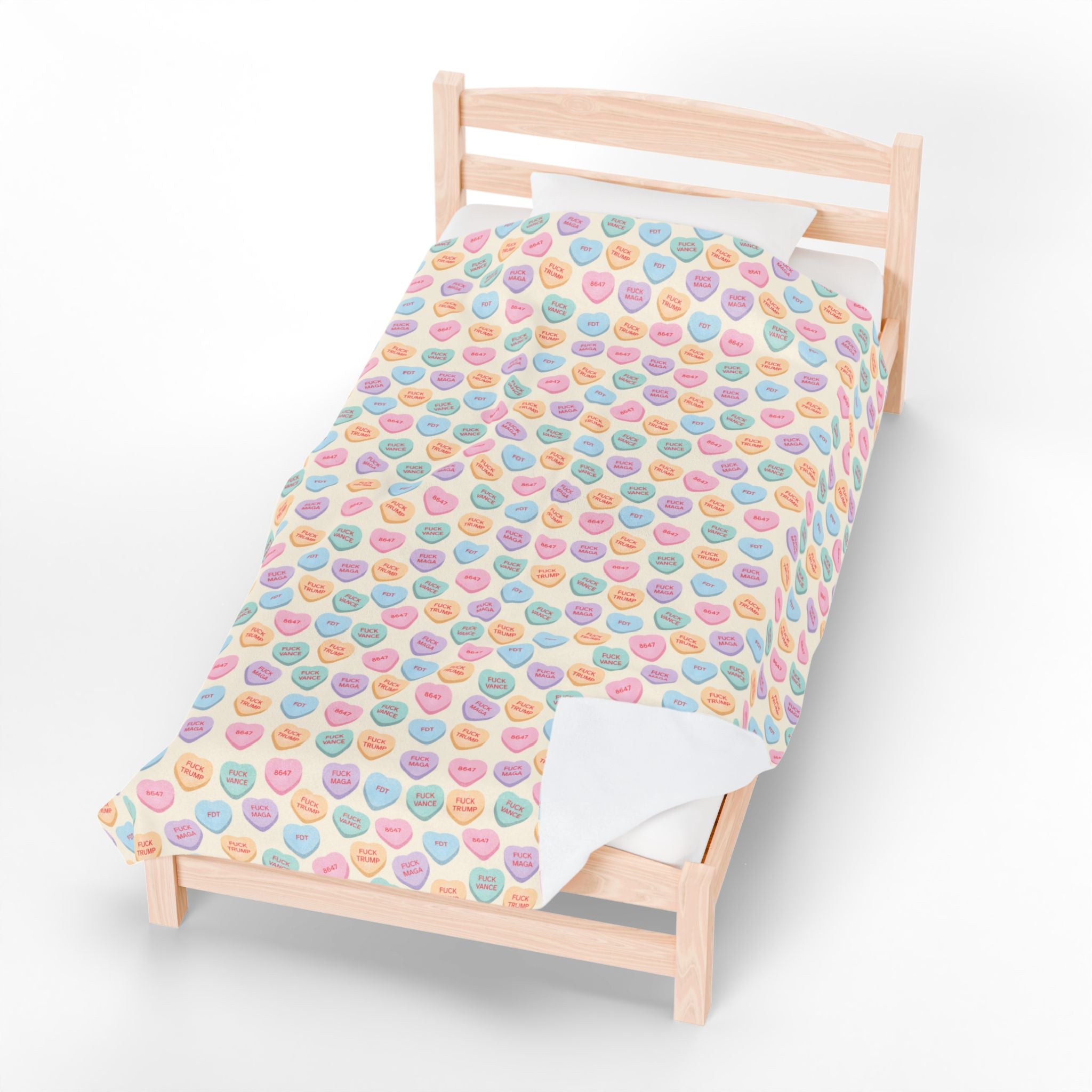 F*ck Trump Conversation Hearts Velveteen Plush Blanket