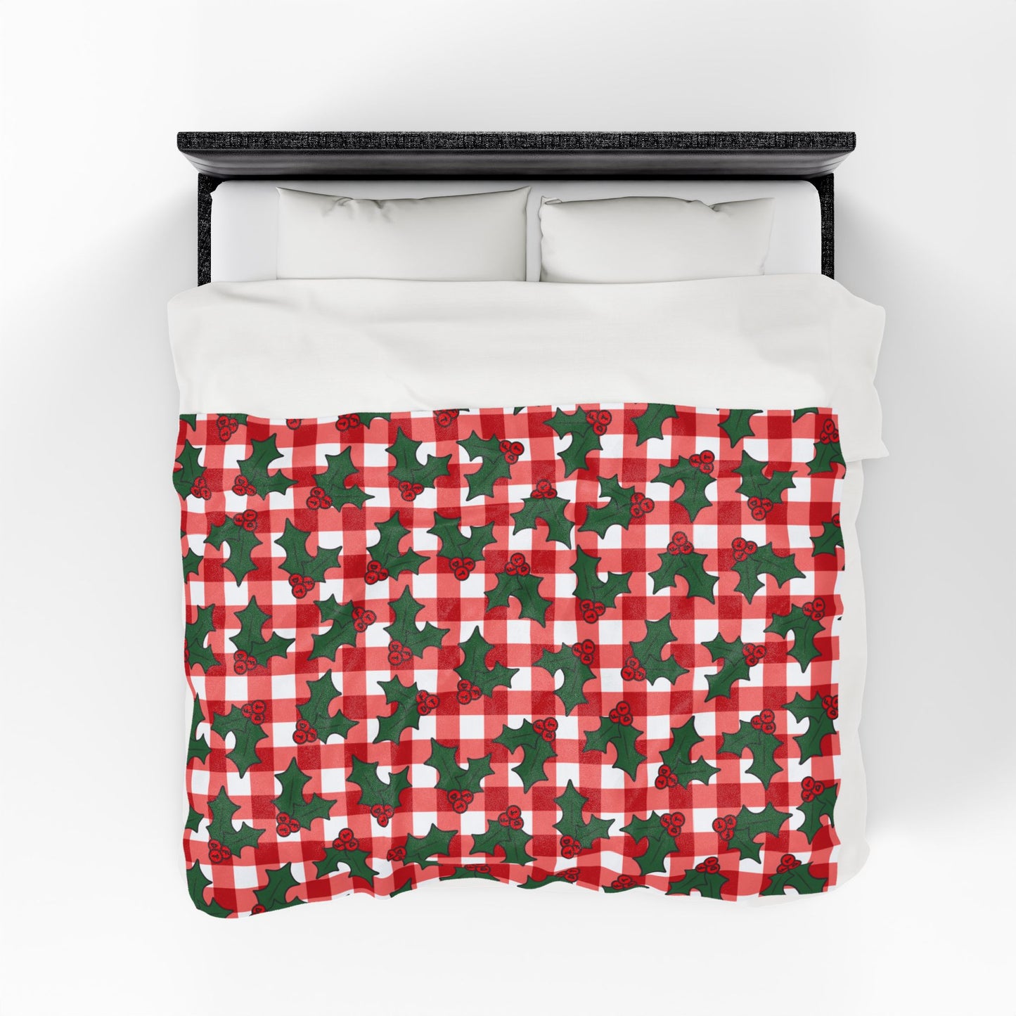 Subtle FDT Christmas Holly Velveteen Plush Blanket