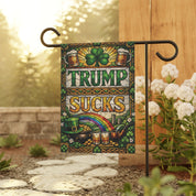 Stained Glass Trump Sucks St. Patrick's Day Garden Flag