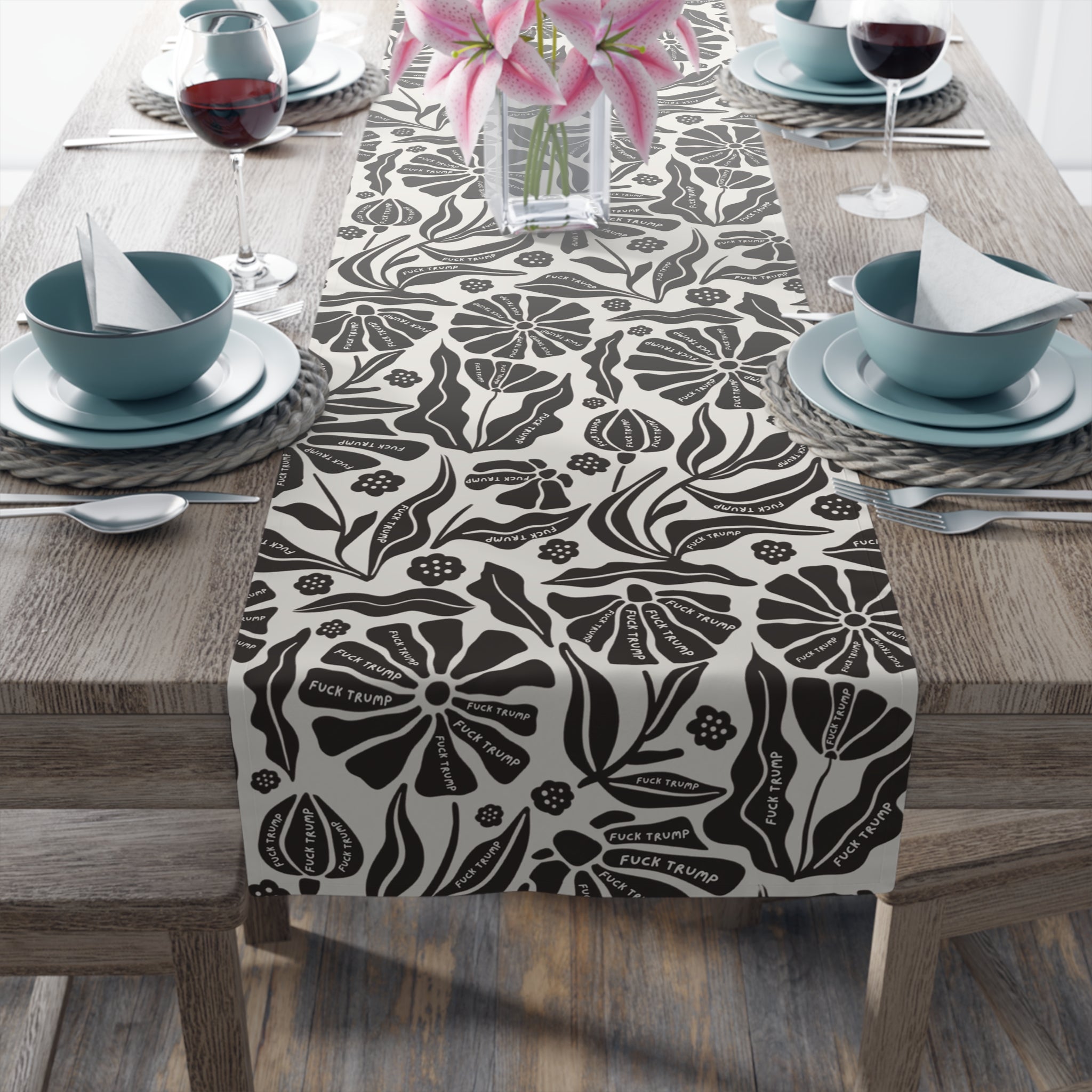 F*ck Trump Modern Flower Table Runner