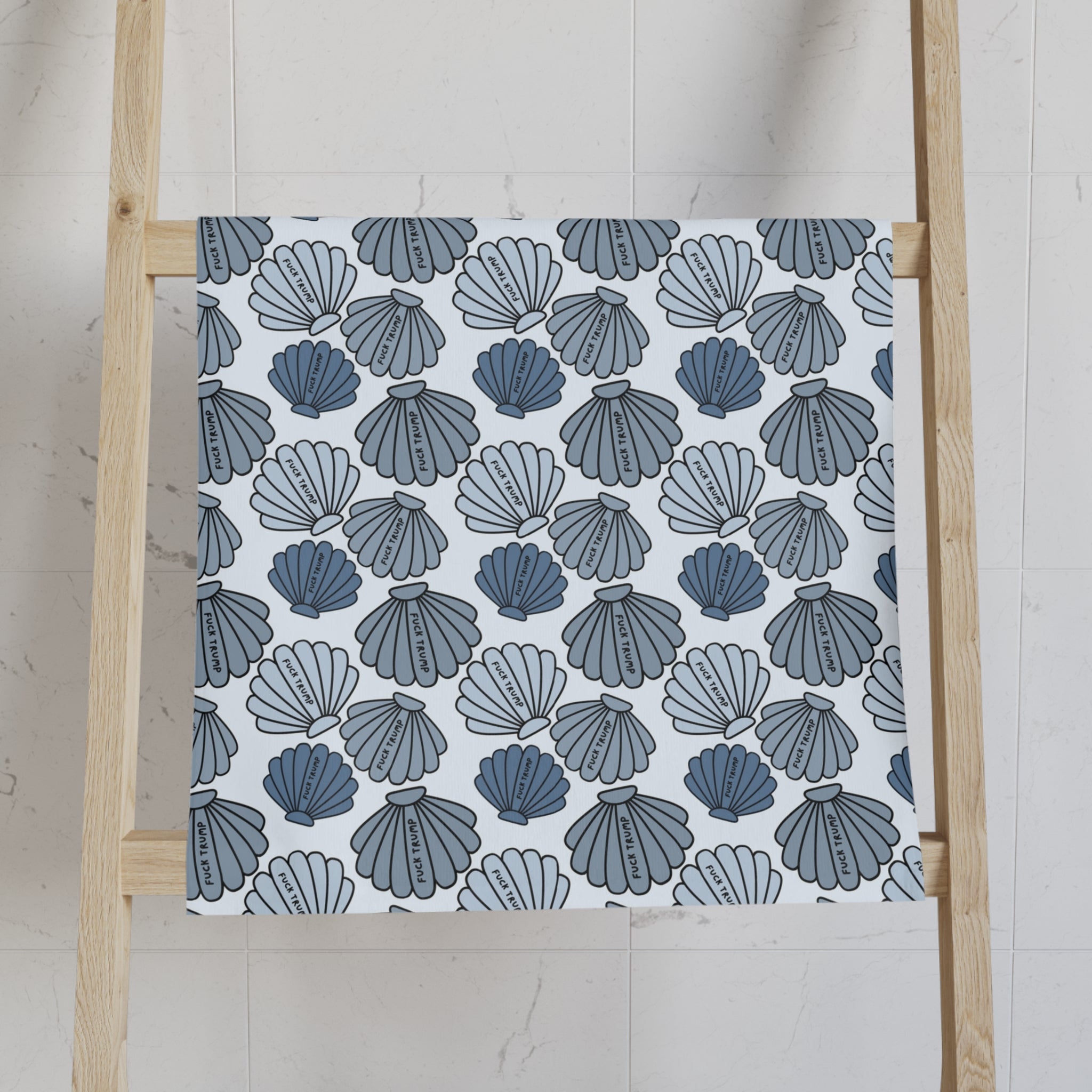 Coastal Shell F*ck Trump Hand Towel