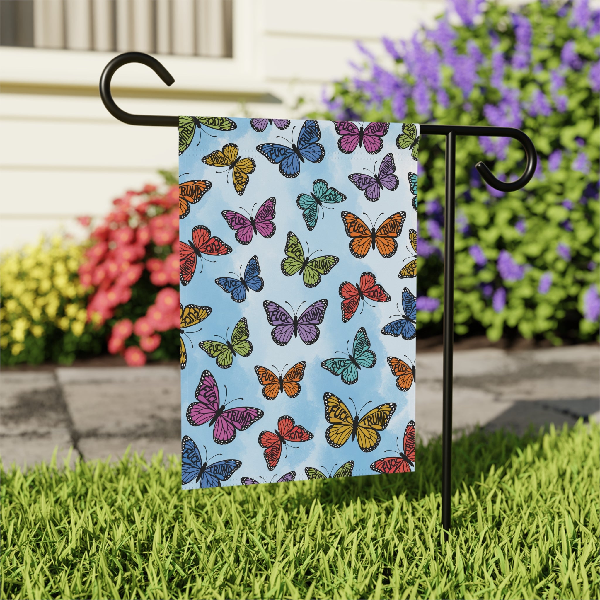 F*ck Trump Rainbow Butterflies Garden Flag