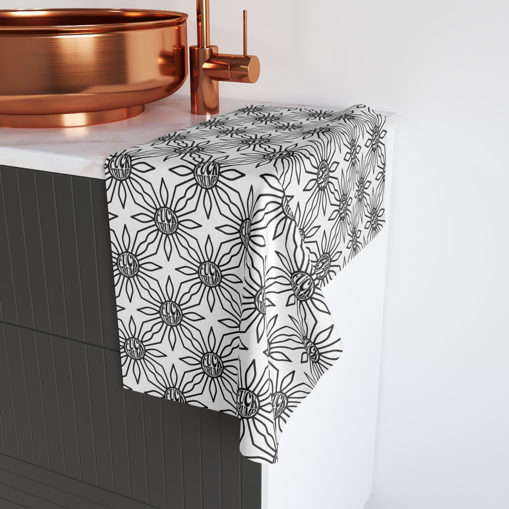 F*ck Trump Black and White Sun Hand Towel