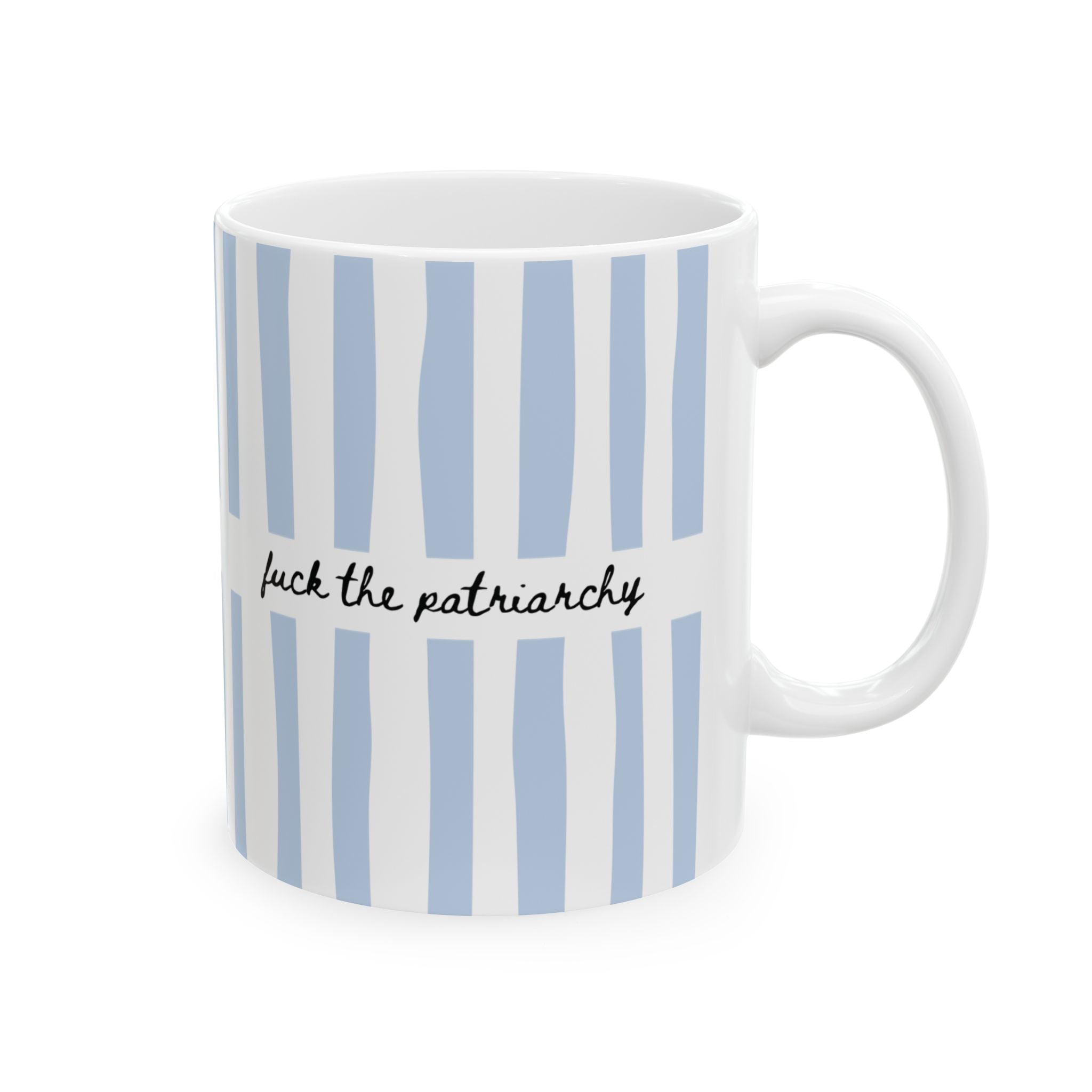 F*ck the Patriarchy Blue Striped Mug