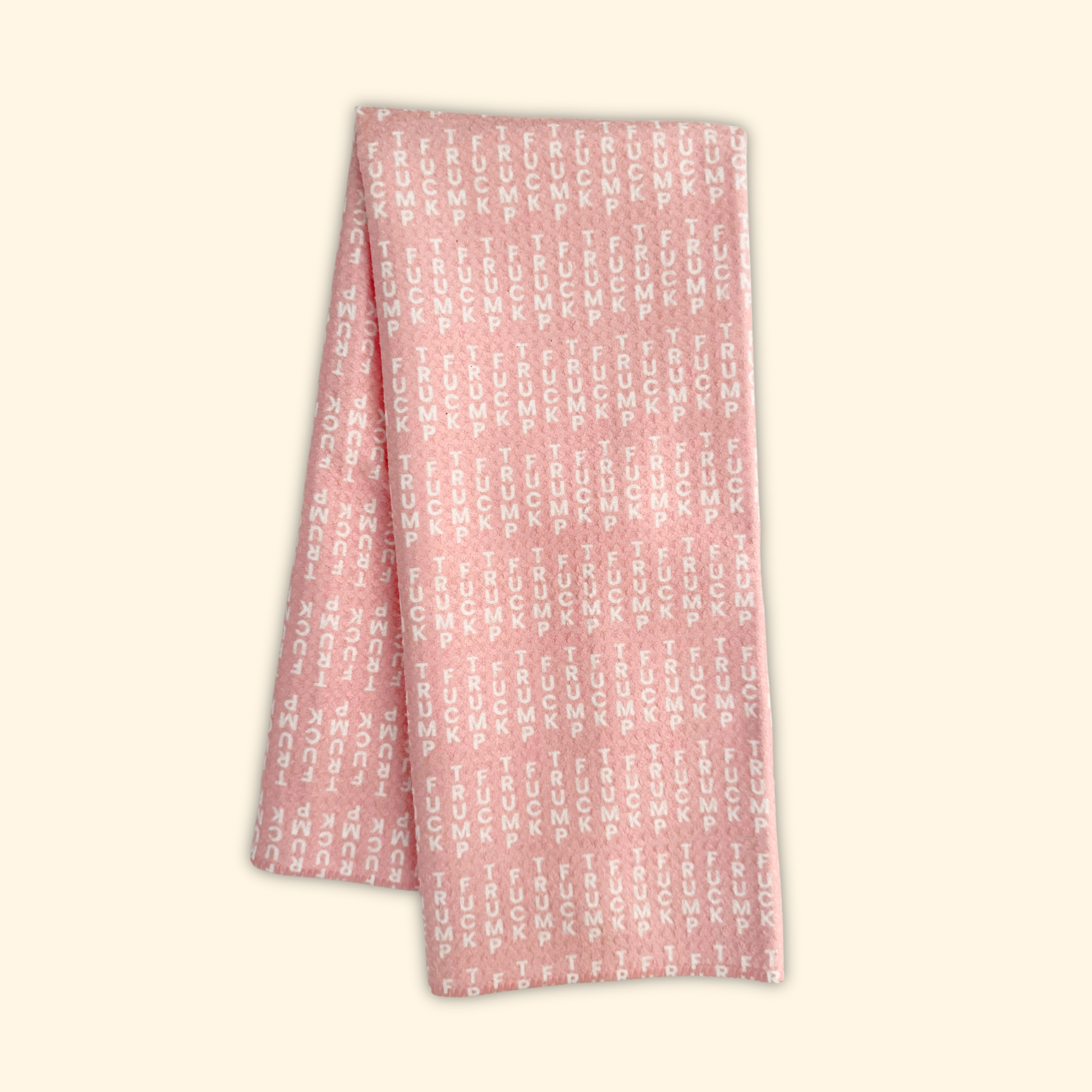 F*ck Trump Pink Lines Waffle Weave Kitchen Towel