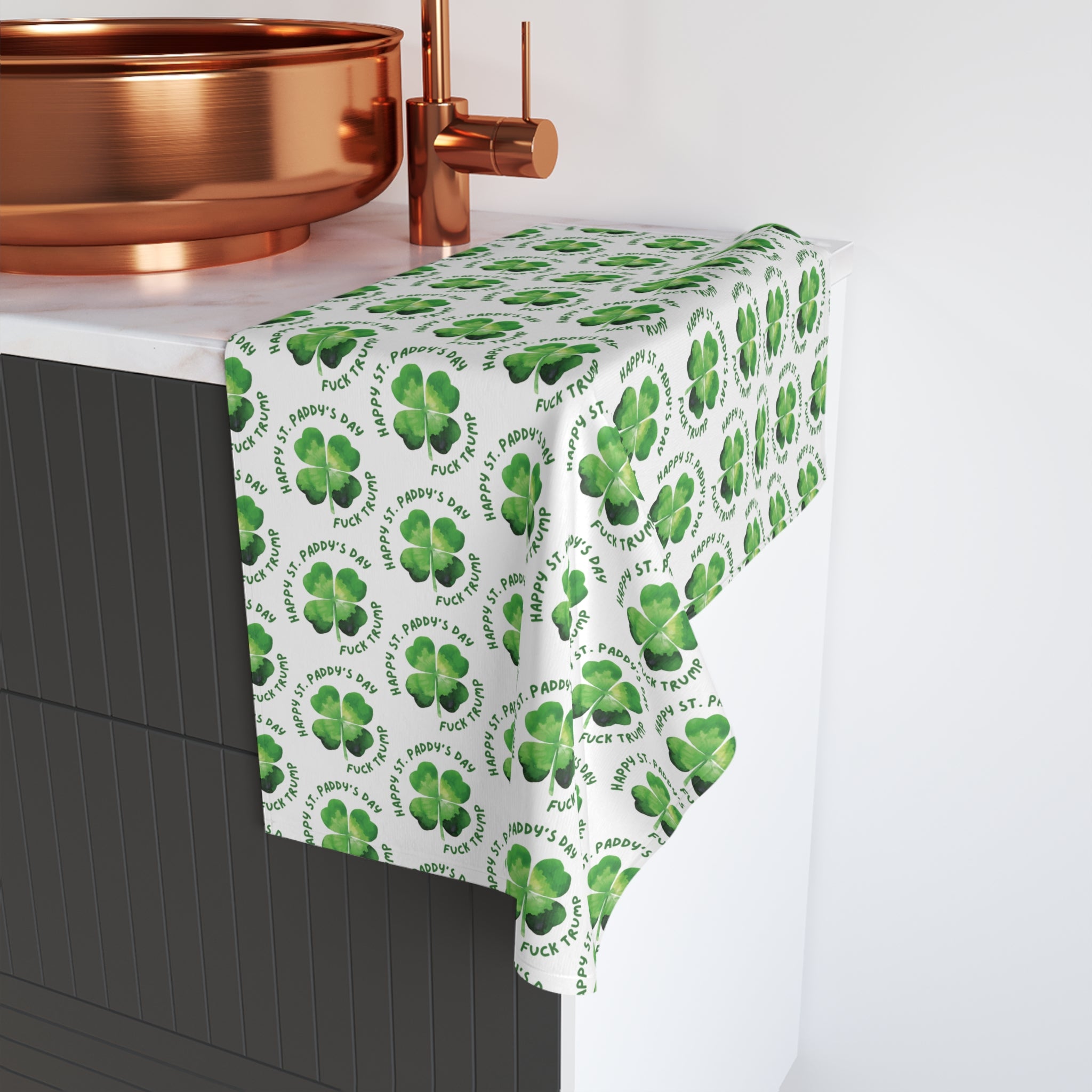 F*ck Trump Shamrock St. Patrick's Day Hand Towel