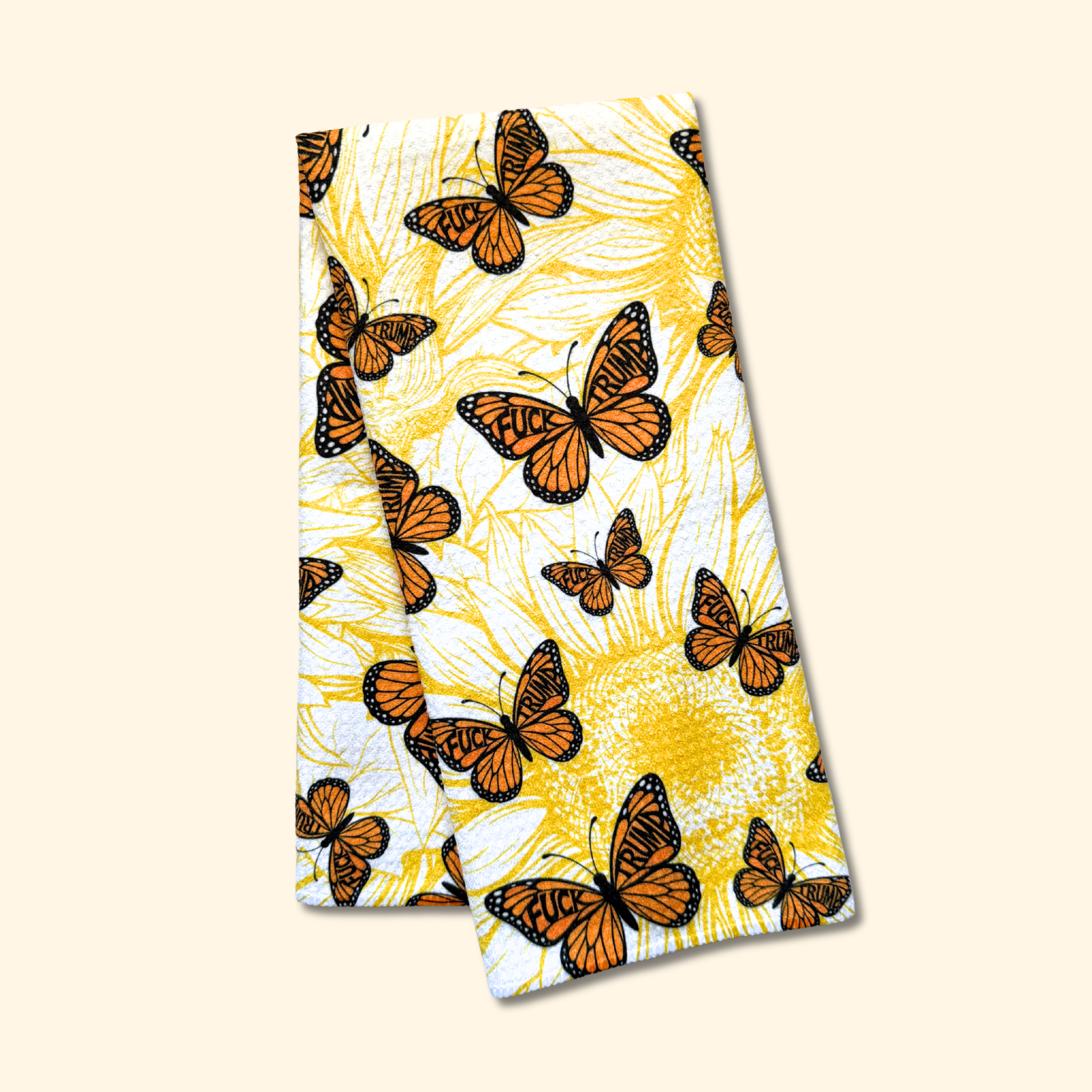 F*ck Trump No Monarchs Butterfly Waffle Weave Kitchen Towel