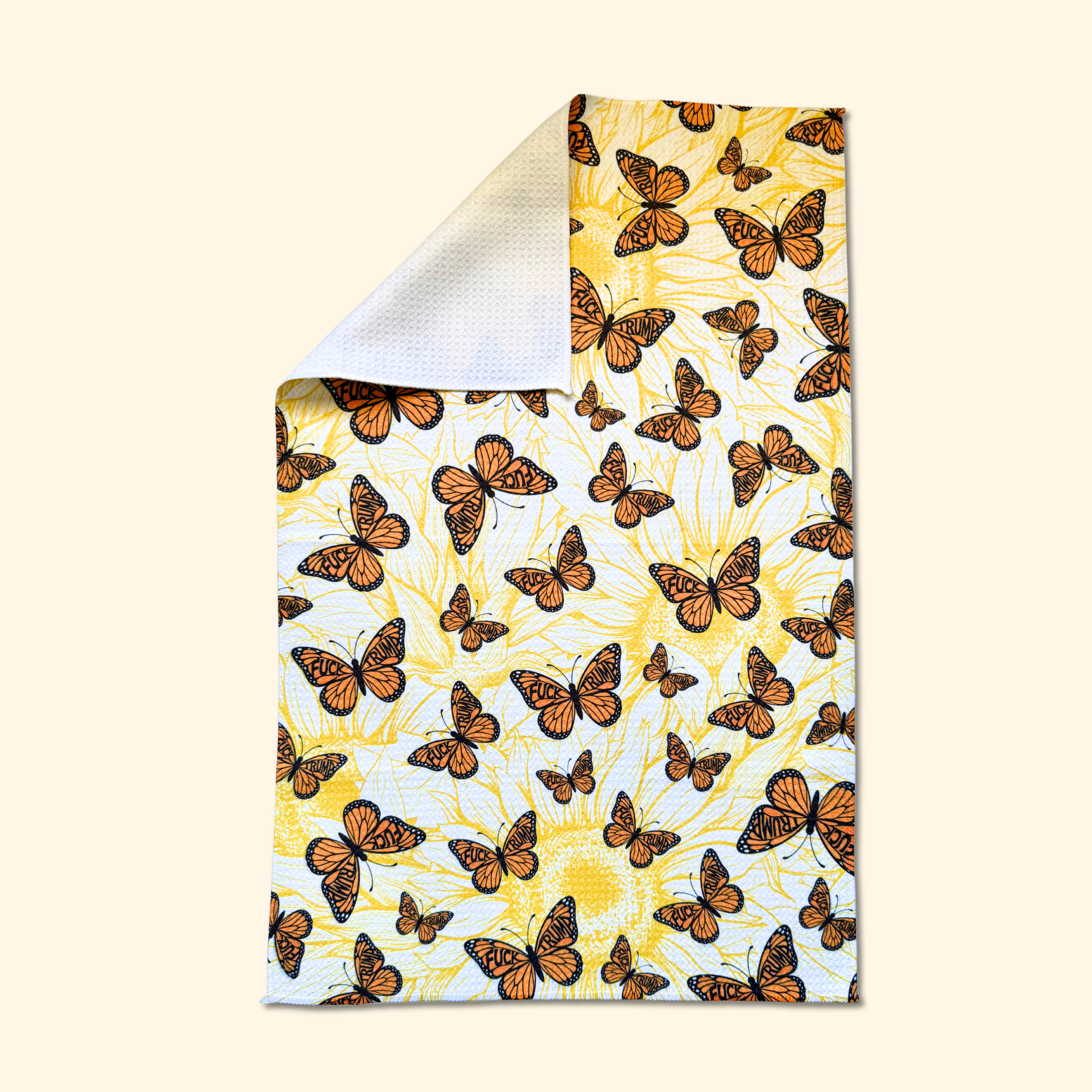 F*ck Trump No Monarchs Butterfly Waffle Weave Kitchen Towel