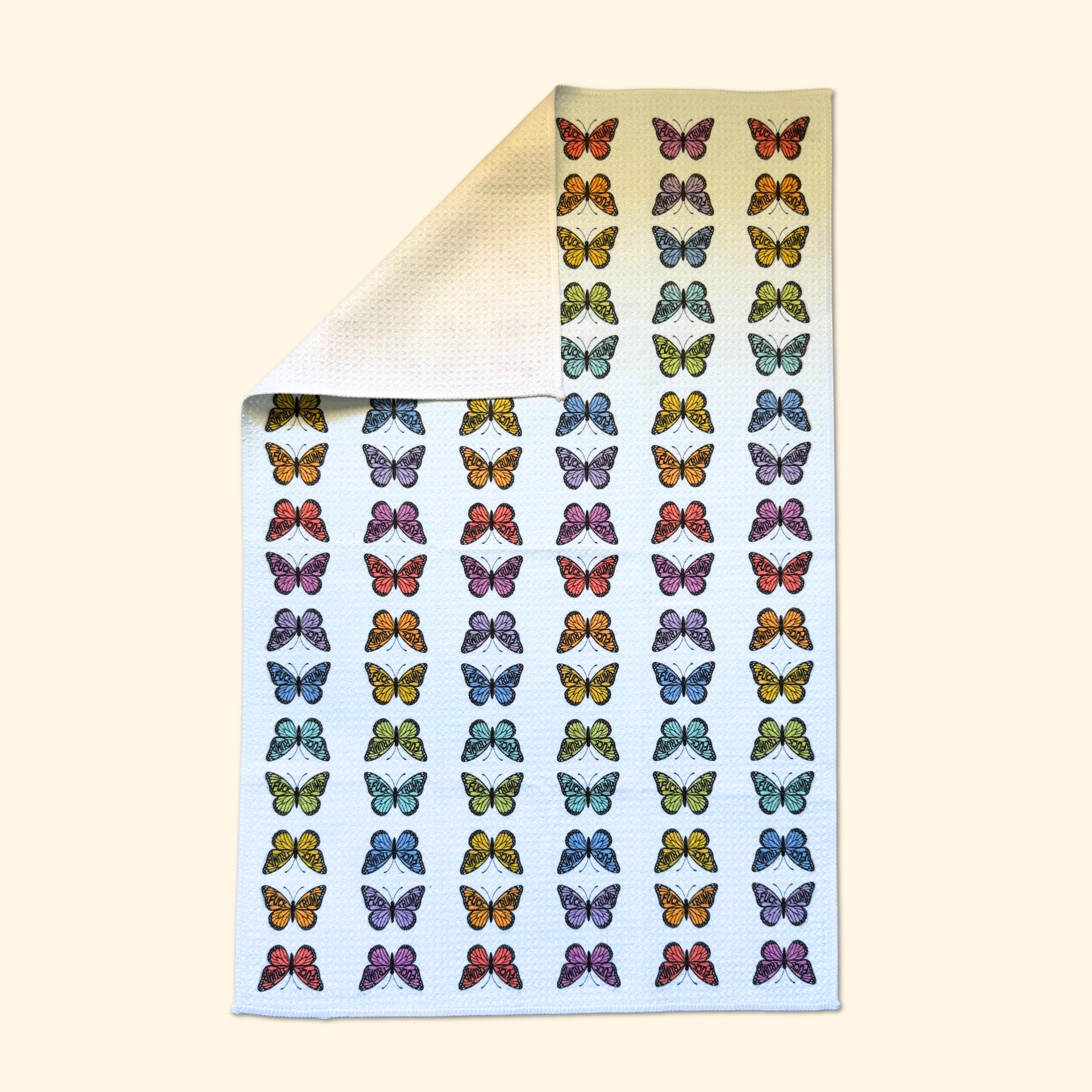 F*ck Trump Rainbow Butterflies Waffle Weave Kitchen Towel