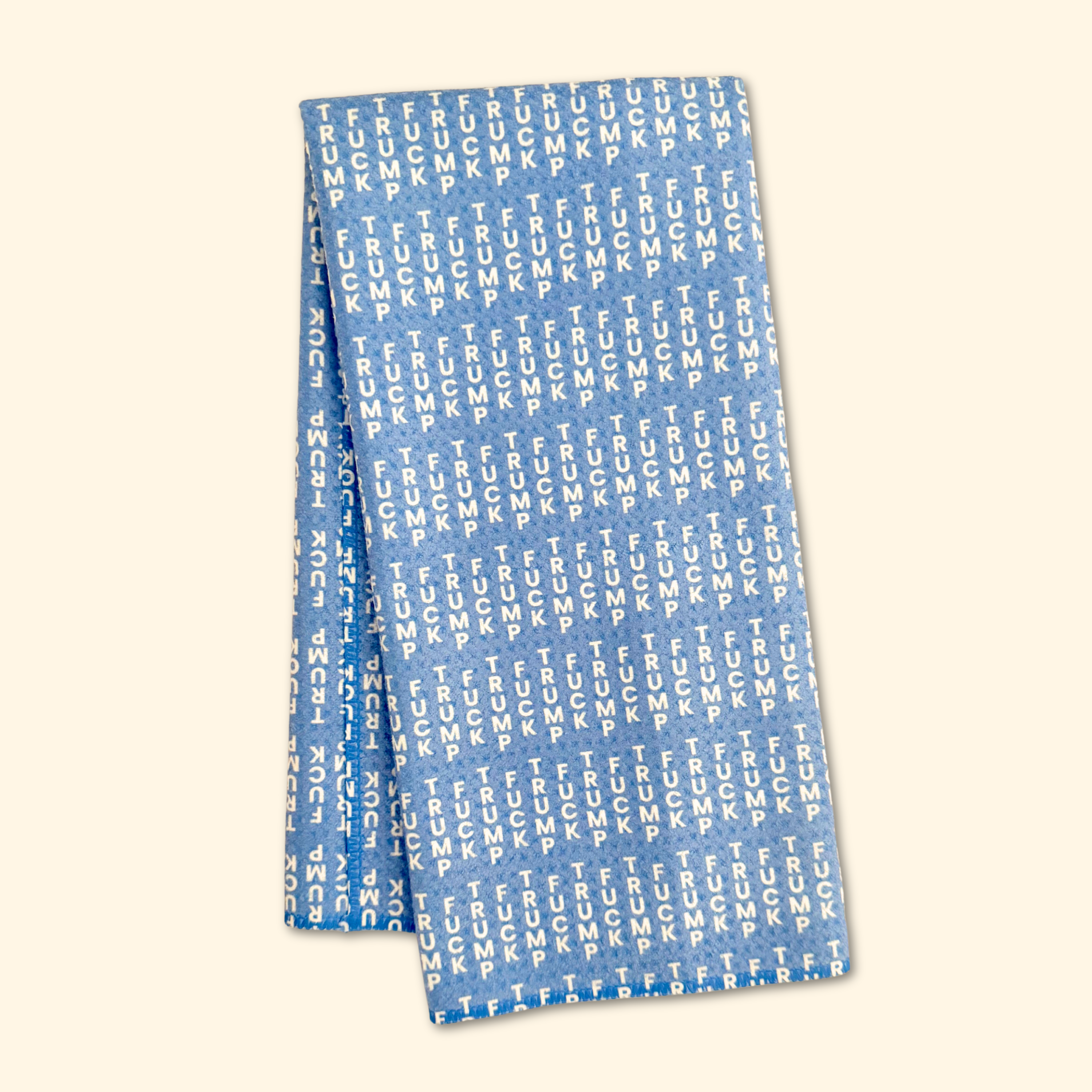 F*ck Trump Blue Lines Waffle Weave Kitchen Towel