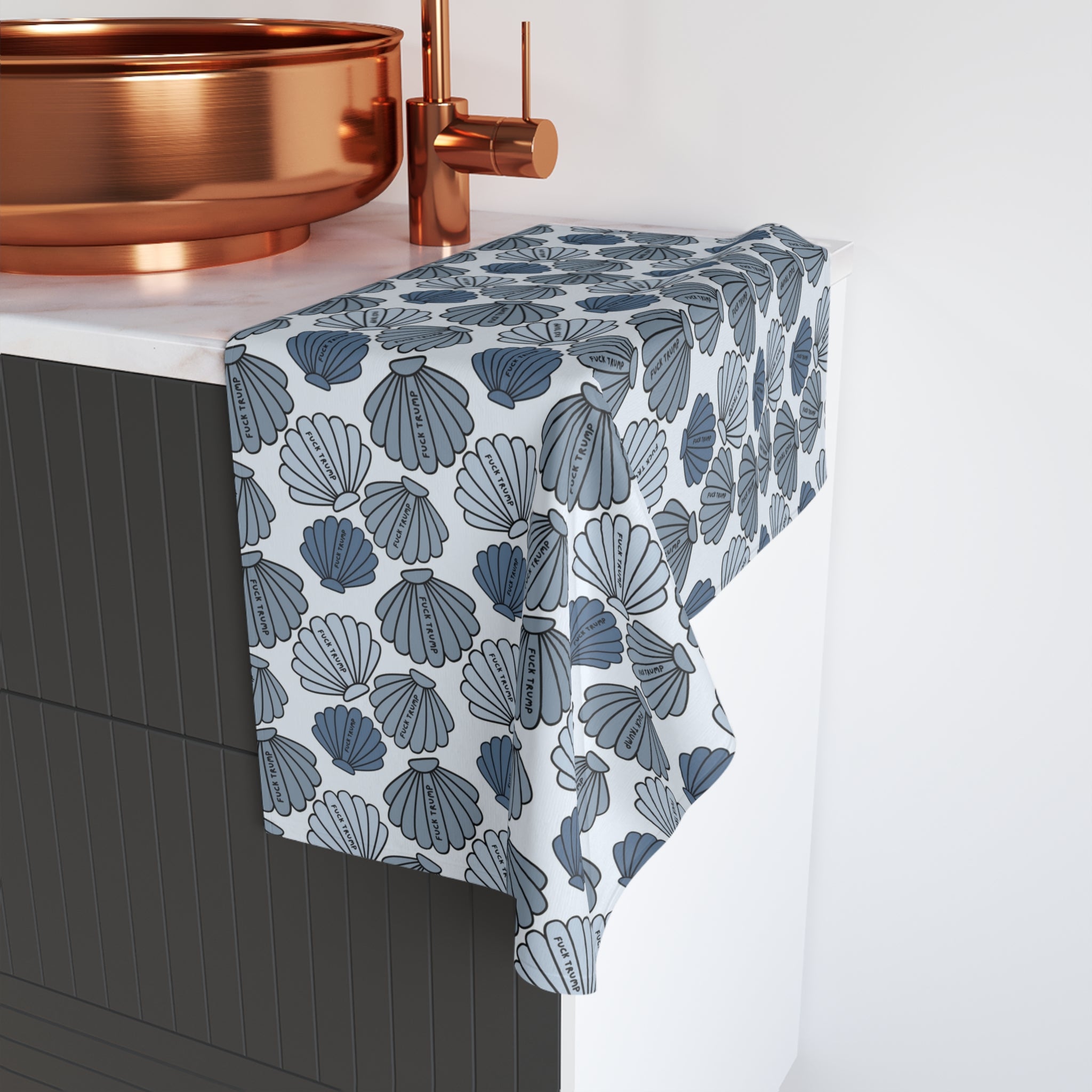 Coastal Shell F*ck Trump Hand Towel