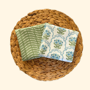 Blue Cottage Floral + Green Wave | Trump Sucks Waffle Weave Kitchen Duo