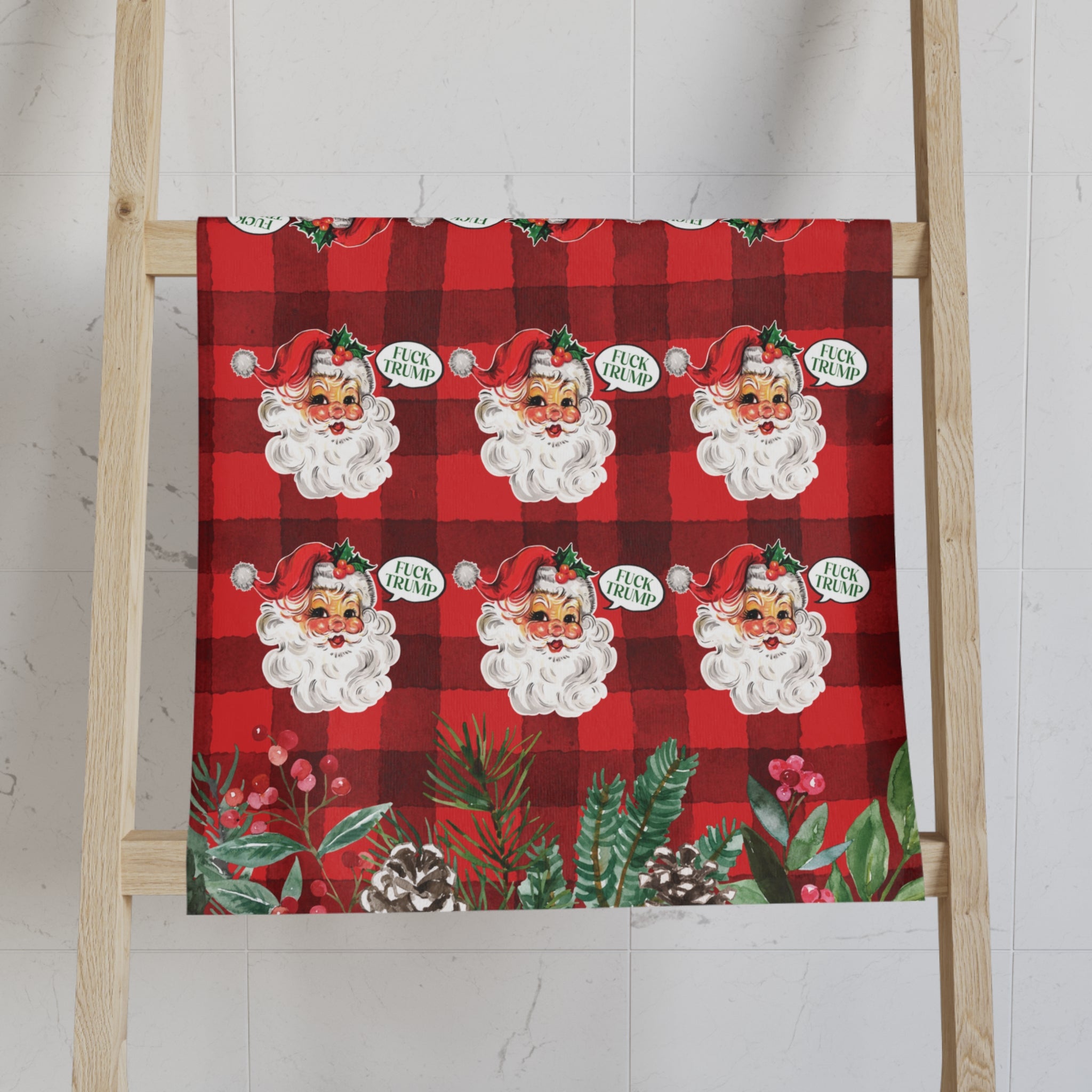 Subtle F*ck Trump Santa Claus Hand Towel