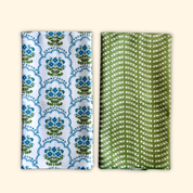 Blue Cottage Floral + Green Wave | Trump Sucks Waffle Weave Kitchen Duo