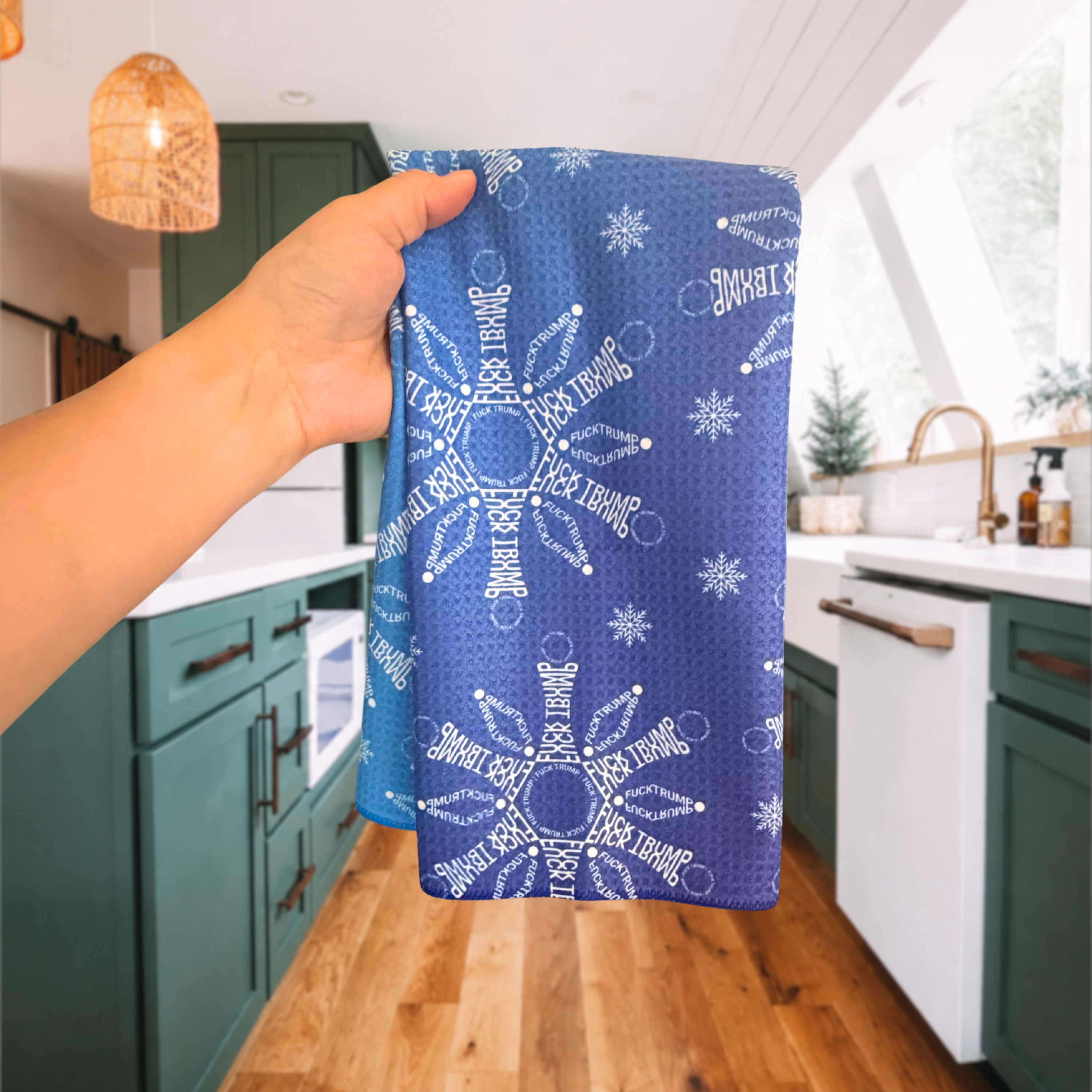 F*ck Trump Snowflake Waffle Weave Kitchen Towel