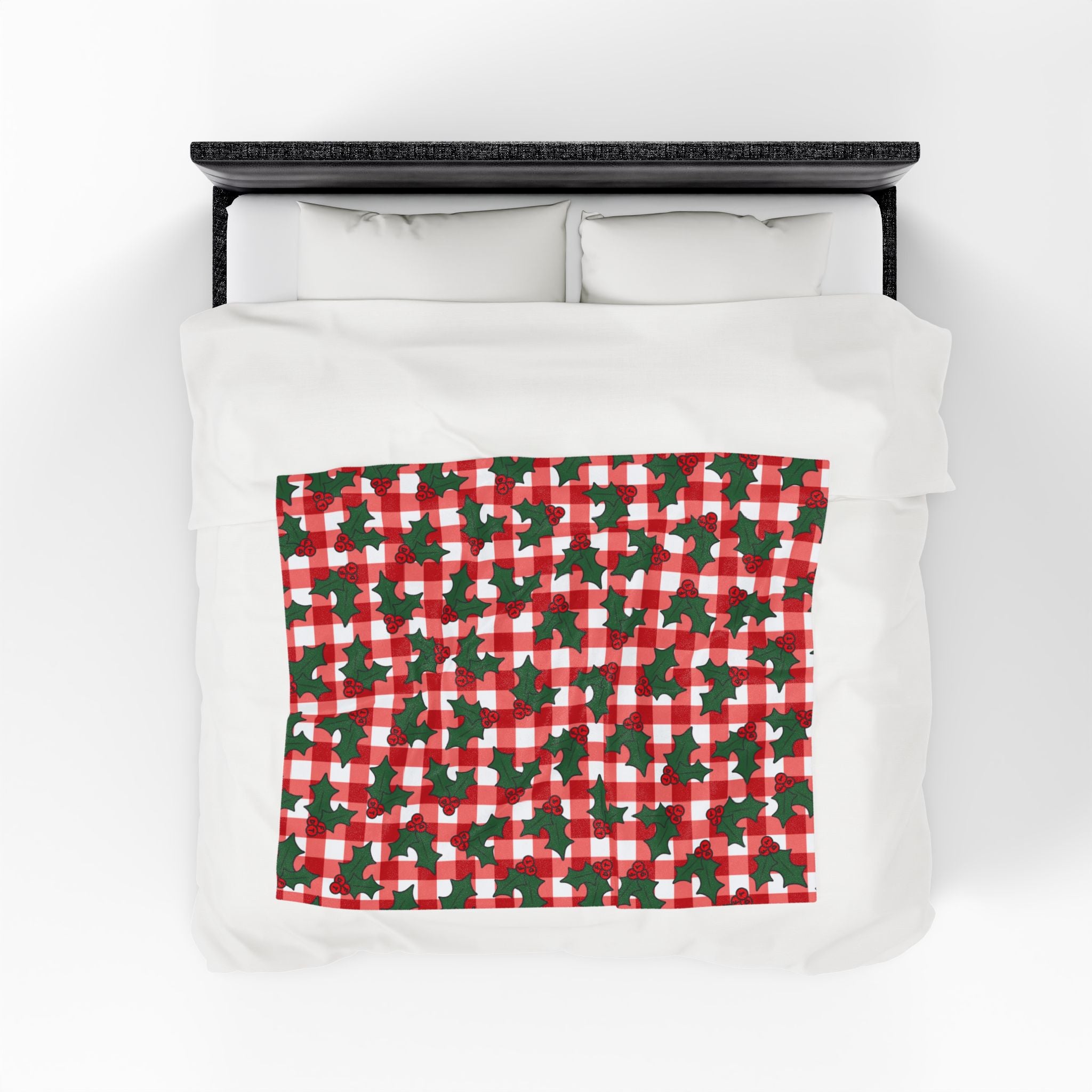Subtle FDT Christmas Holly Velveteen Plush Blanket