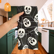 FDT Skulls and Spider Webs Waffle Weave Kitchen Towel