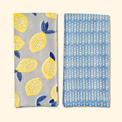 Big Lemons + Blue Lines | F*ck Trump Waffle Weave Kitchen Duo