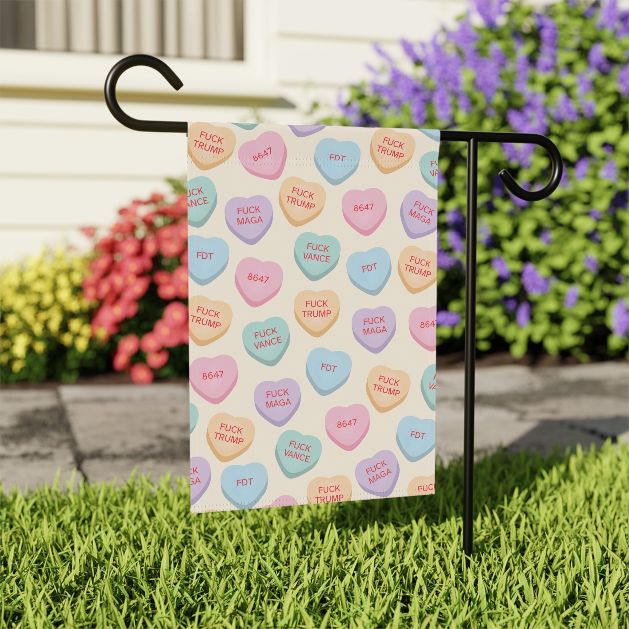 F*ck Trump Candy Heart Valentine's Day Garden Flag