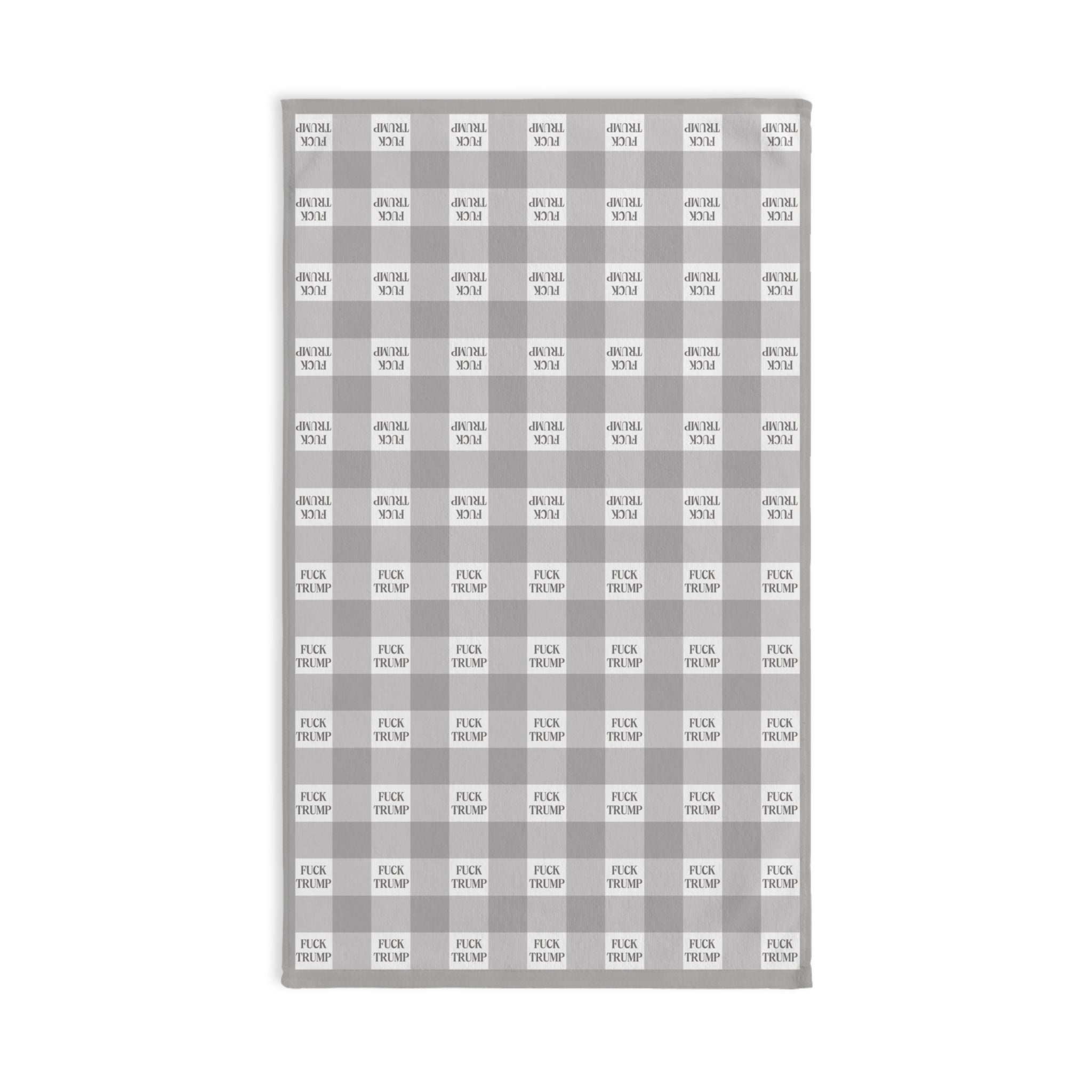 Subtle F*ck Trump Cool Grey Gingham Hand Towel