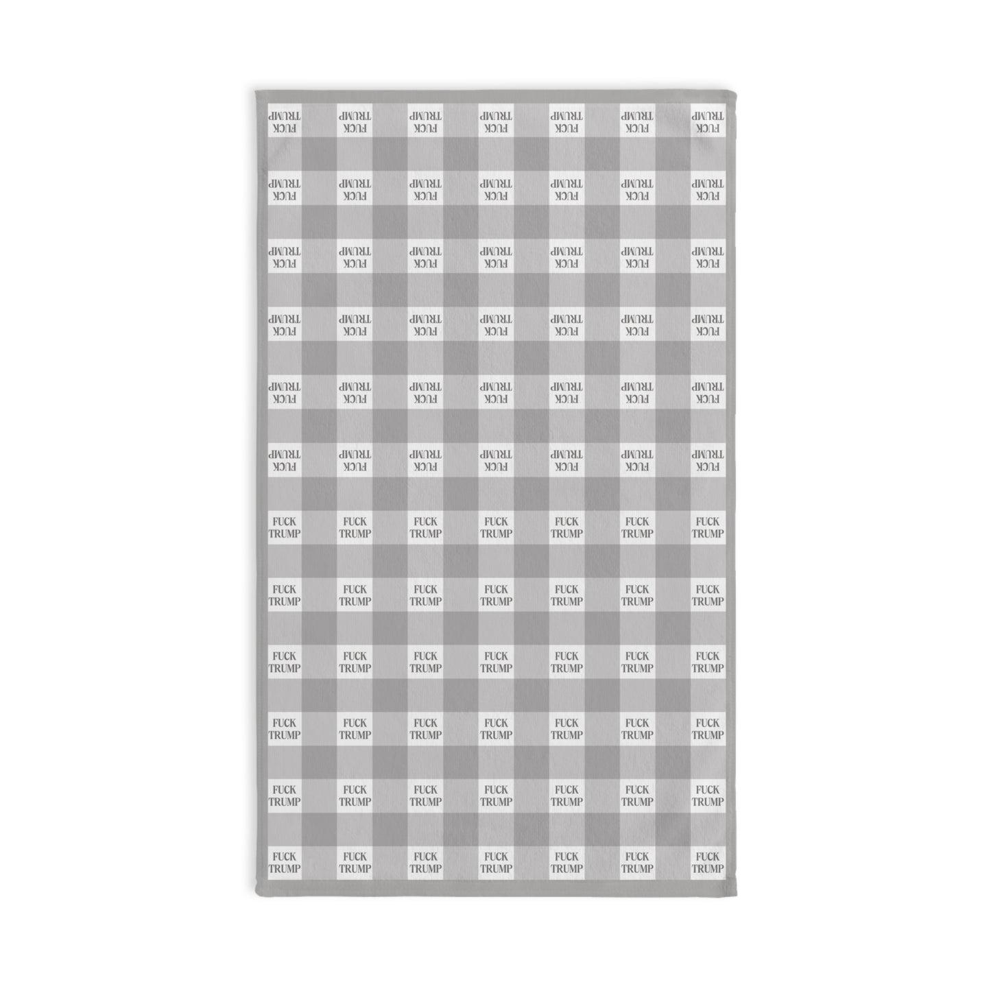 Subtle F*ck Trump Cool Grey Gingham Hand Towel