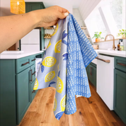 Big Lemons + Blue Lines | F*ck Trump Waffle Weave Kitchen Duo