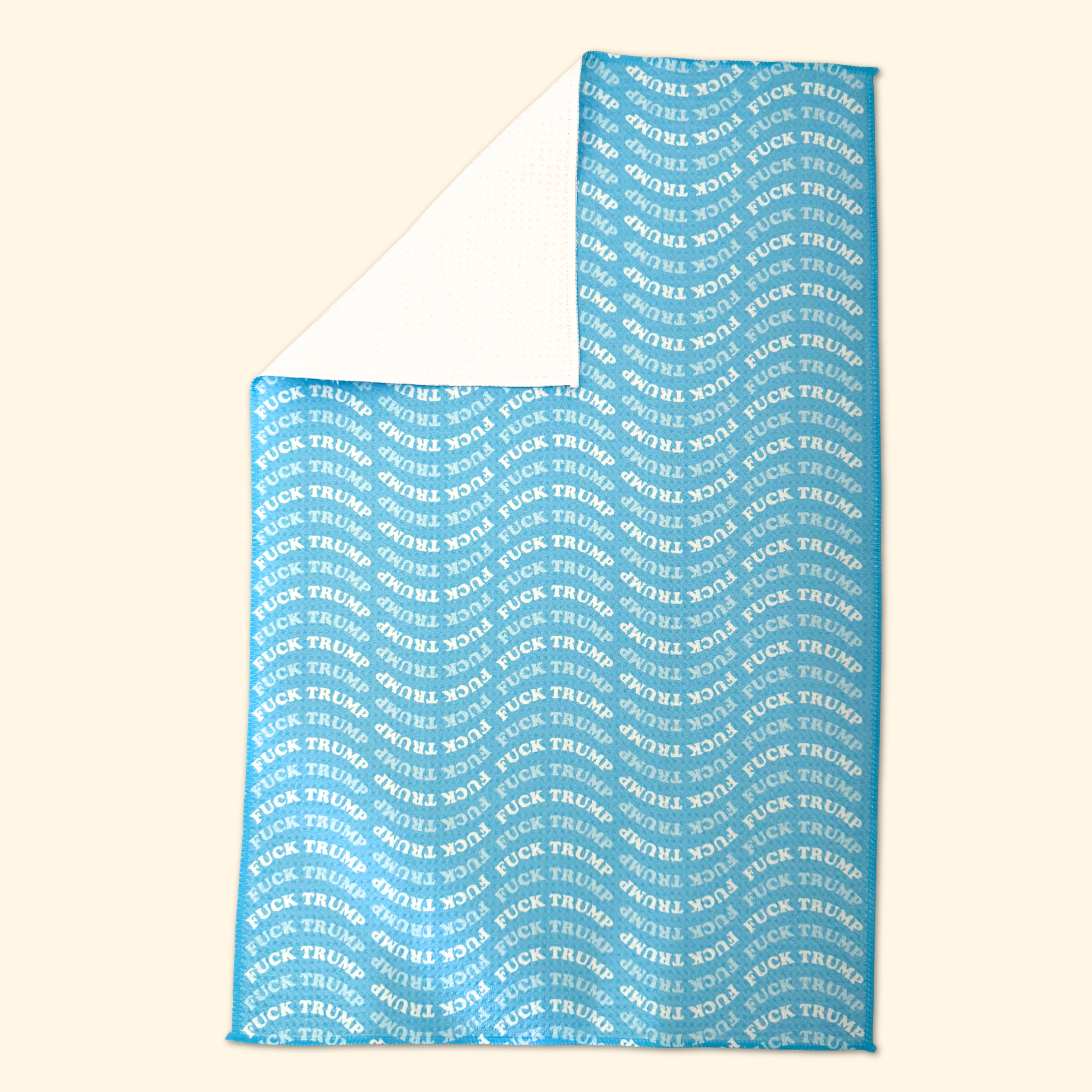 F*ck Trump Blue Wave Waffle Weave Kitchen Towel