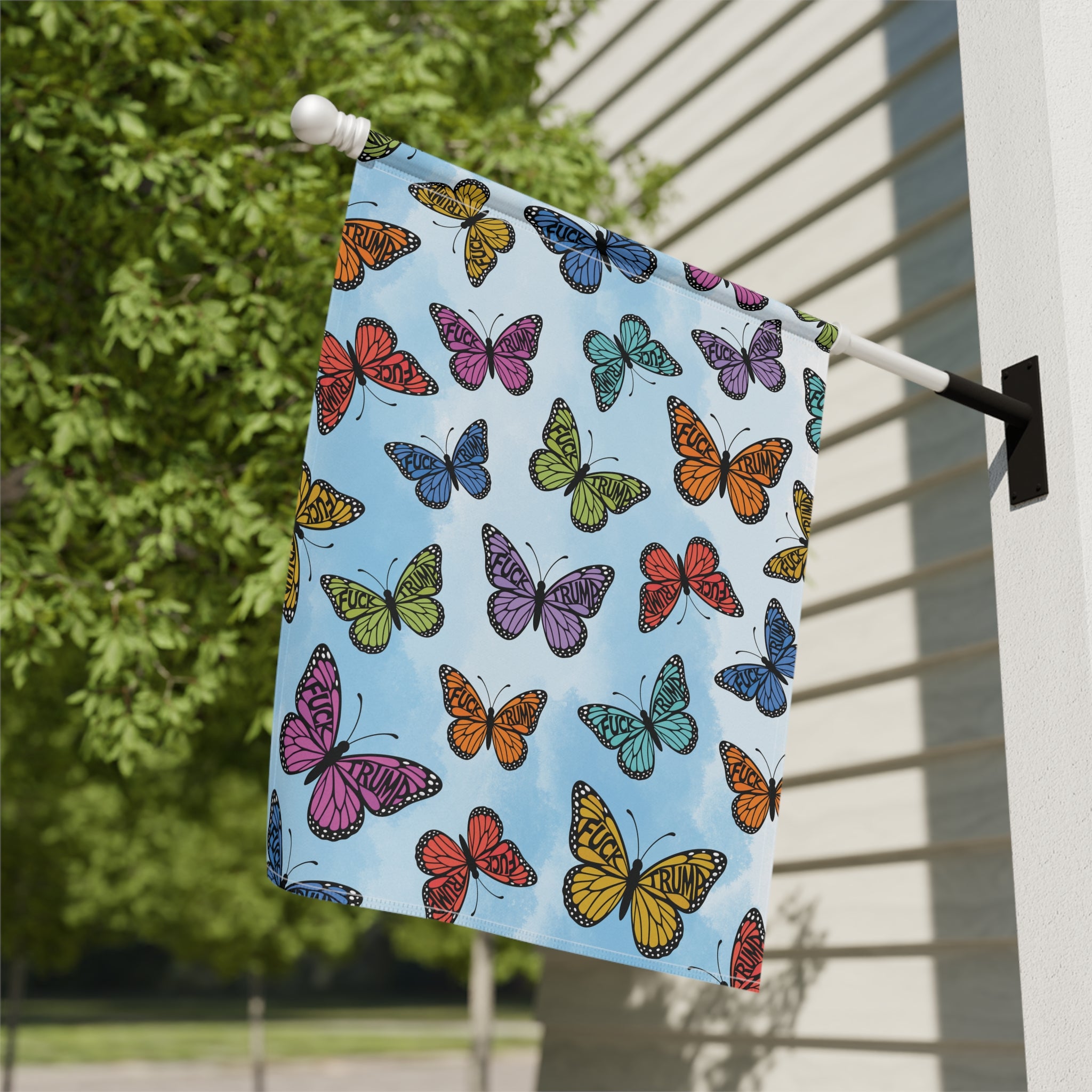 F*ck Trump Rainbow Butterflies Garden Flag