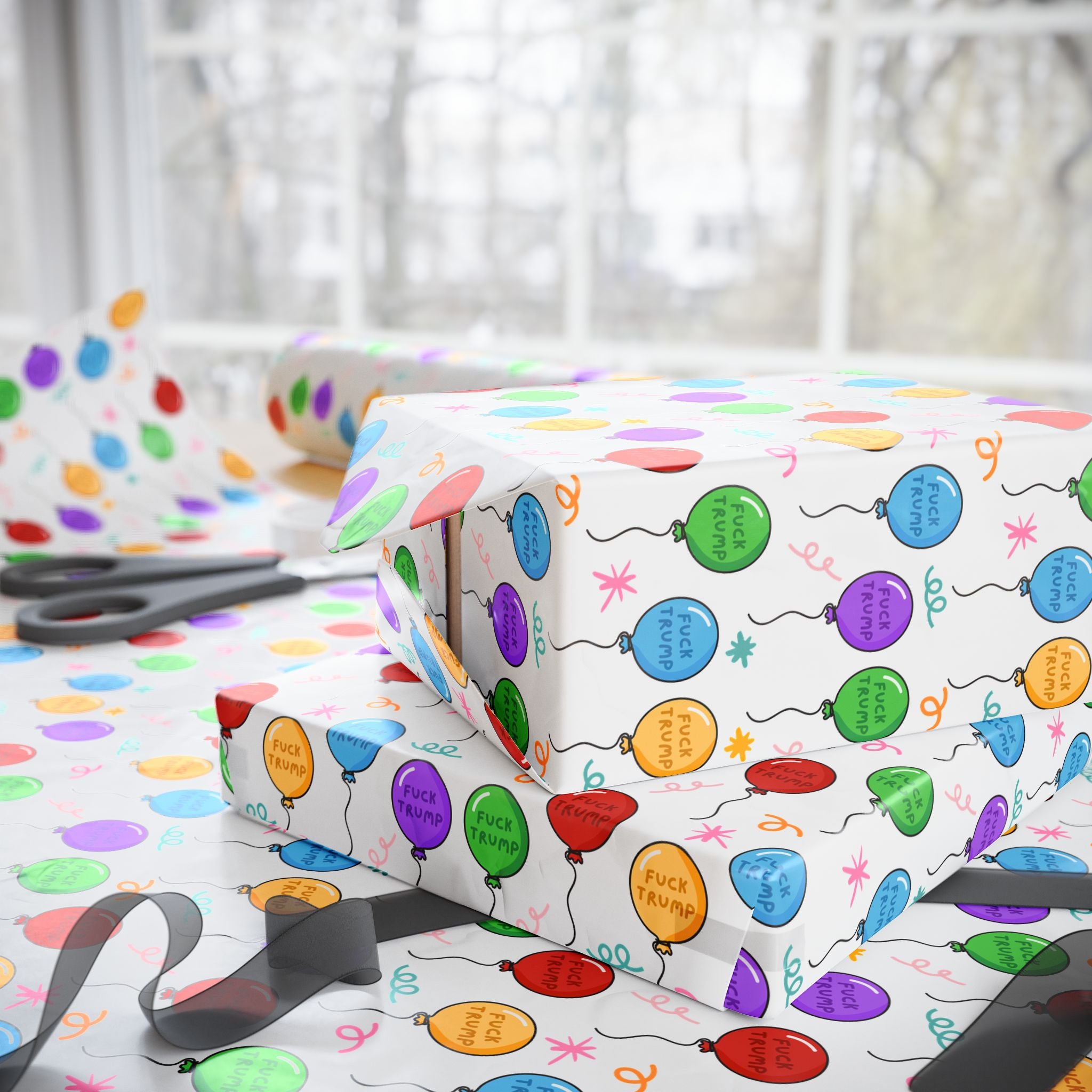 Subtle F*ck Trump Happy Birthday Balloon Gift Wrap Paper