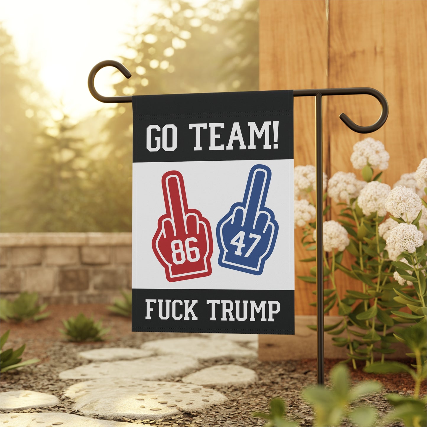 Go Team F*ck Trump Foam Middle Finger Garden Flag