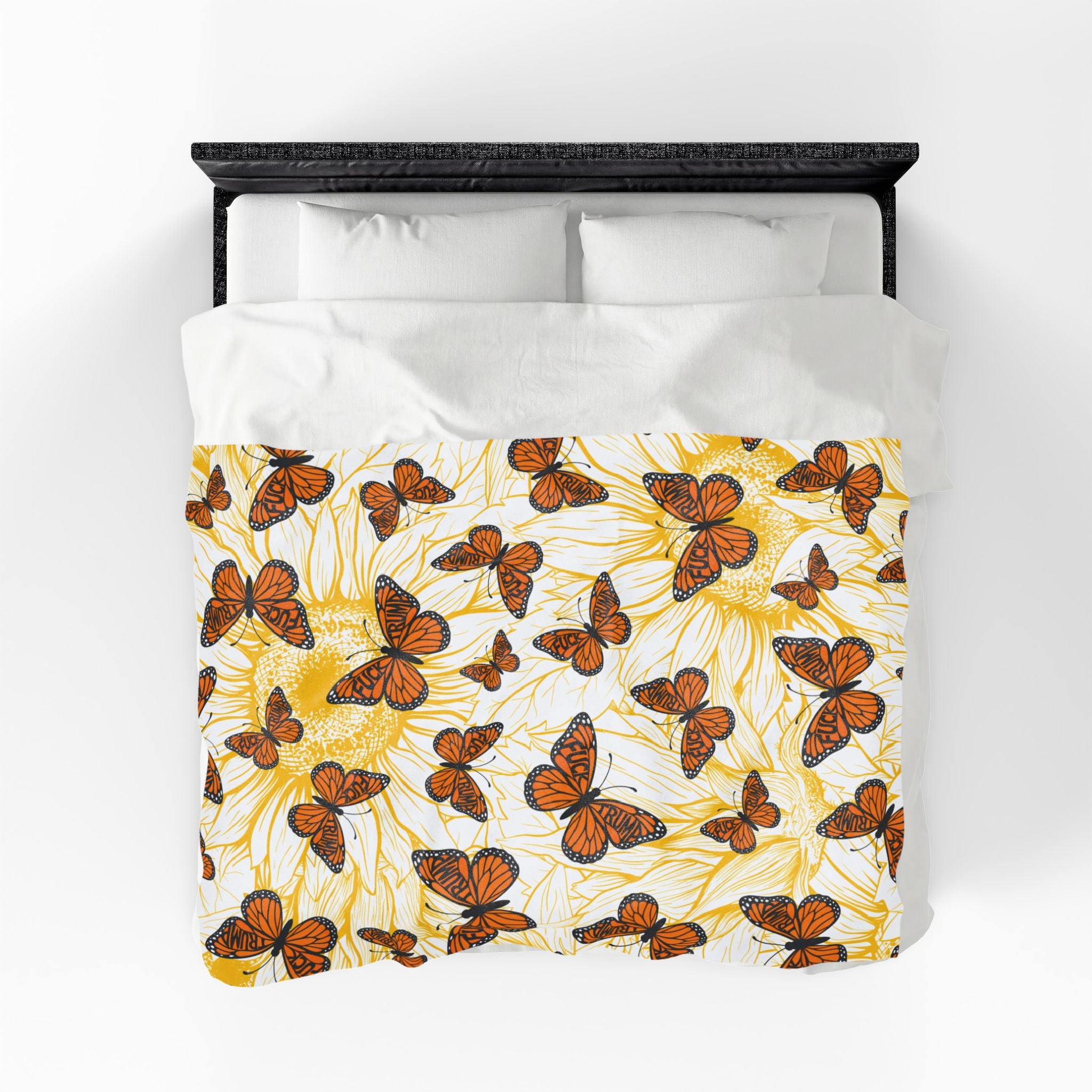 F*ck Trump No Orange Monarchs Butterfly Velveteen Plush Blanket