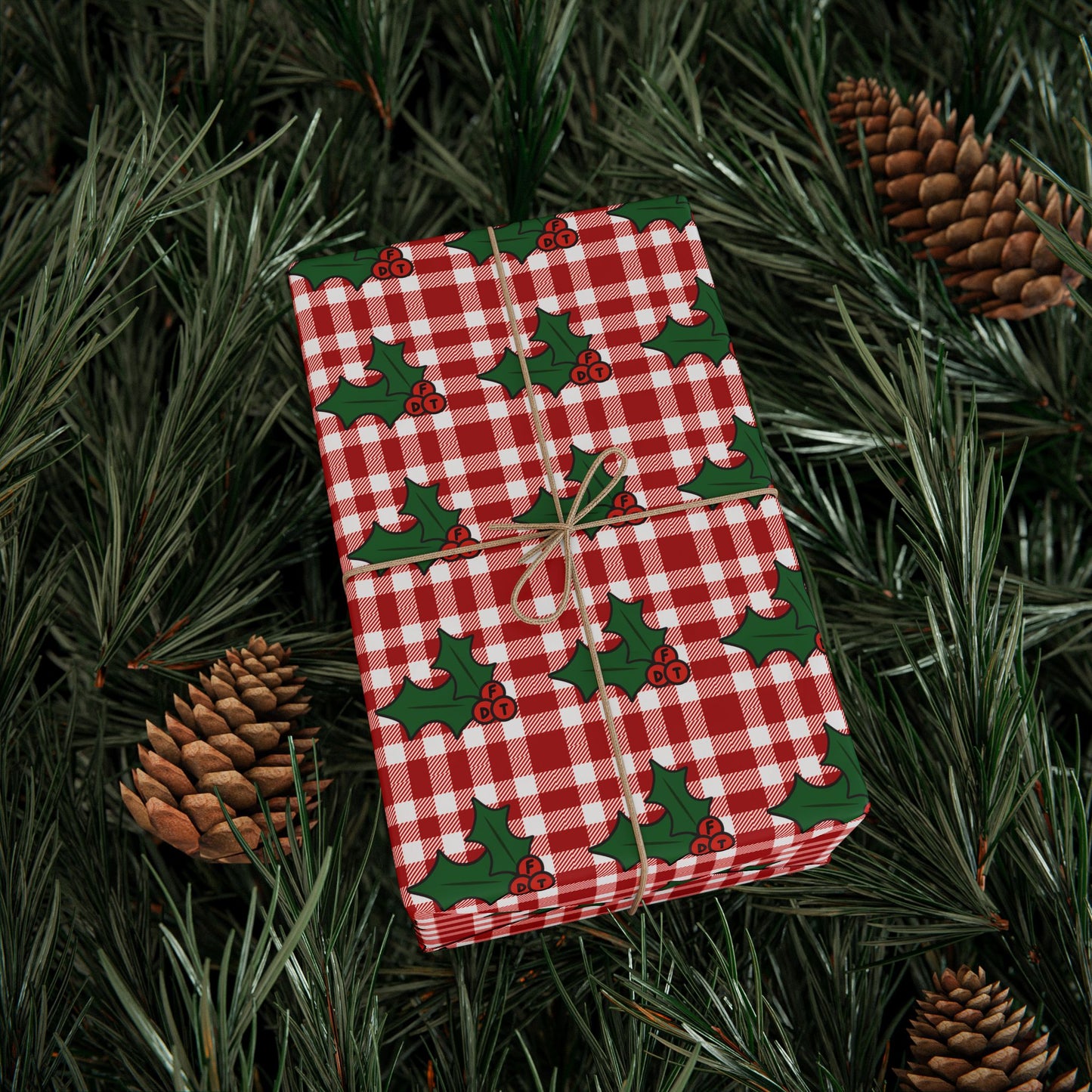 Subtle FDT Christmas Holly Wrapping Paper