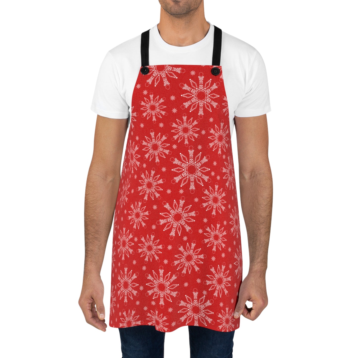 Subtle F*ck Trump Red Winter Snowflakes Cooking Apron
