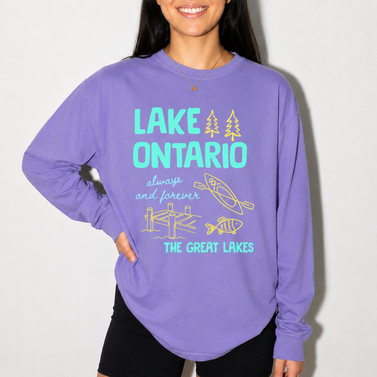 Lake Ontario Always and Forever Doodle Long Sleeve Shirt